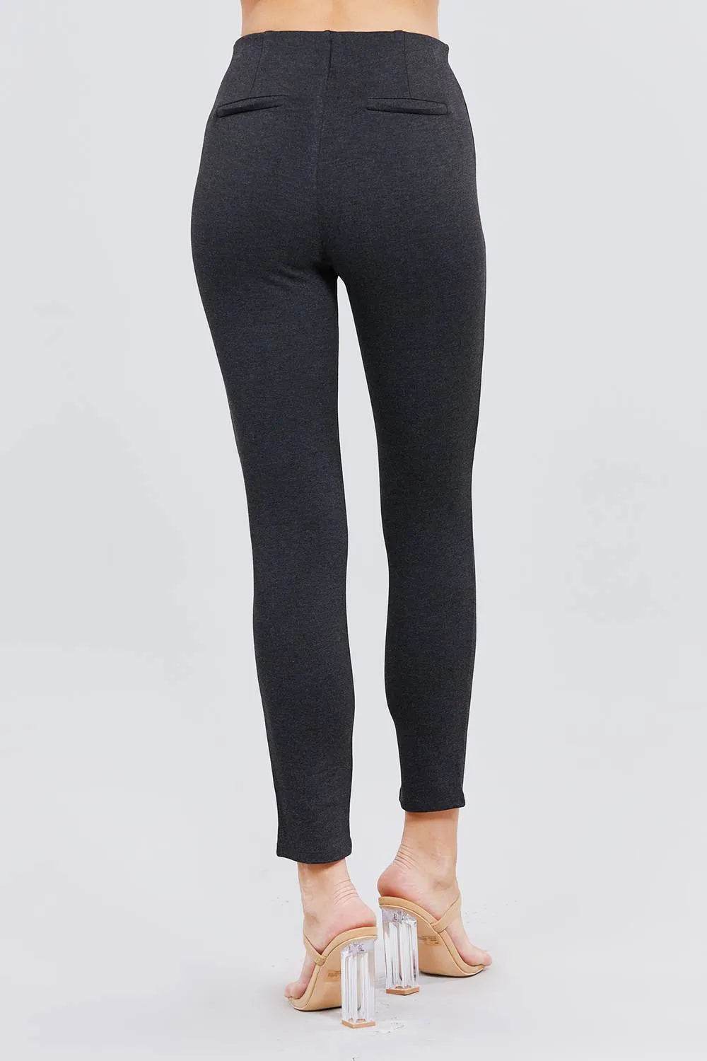 Waist Elastic Band Ponte Pants - Bona Fide Fashion
