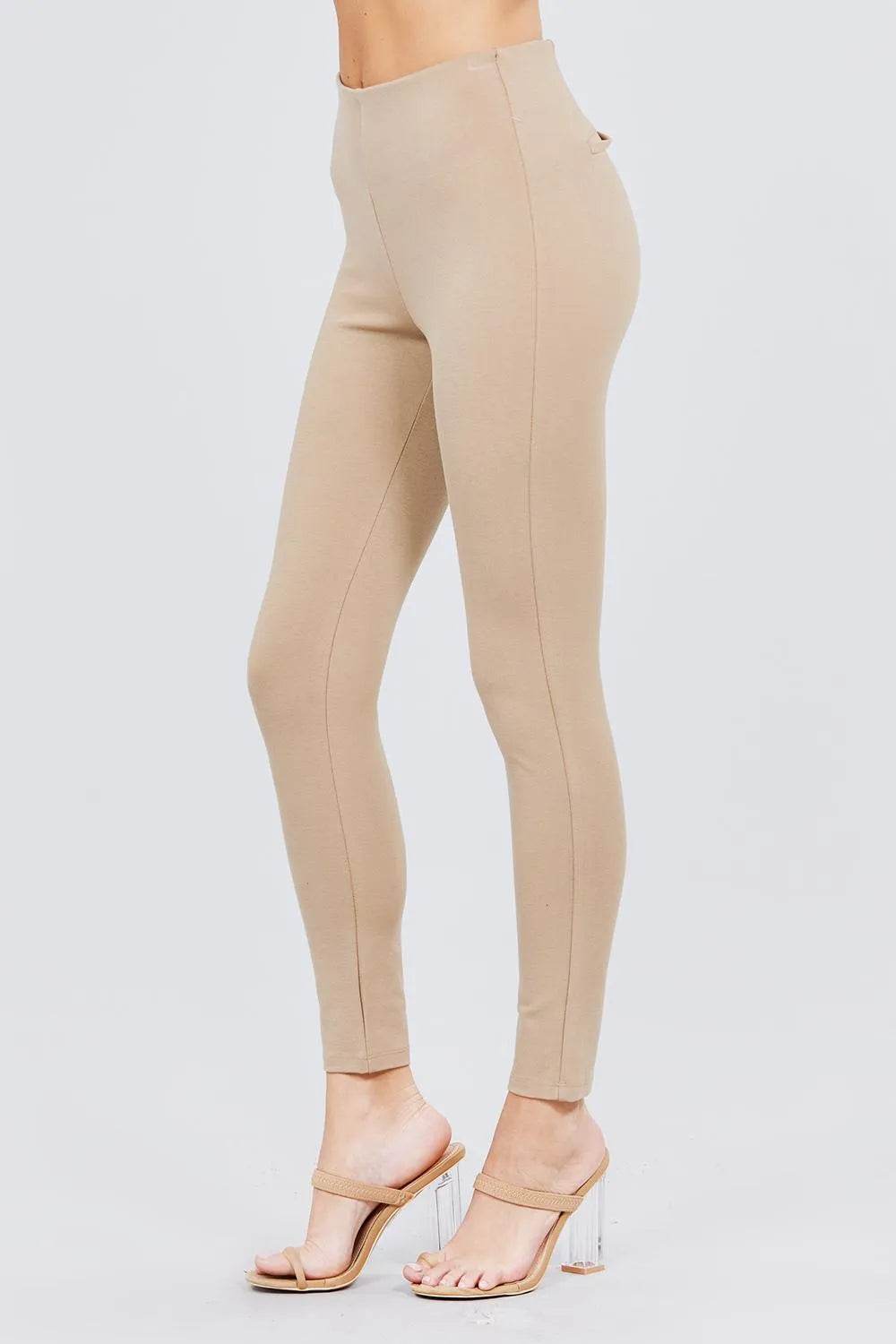 Waist Elastic Band Ponte Pants - Bona Fide Fashion