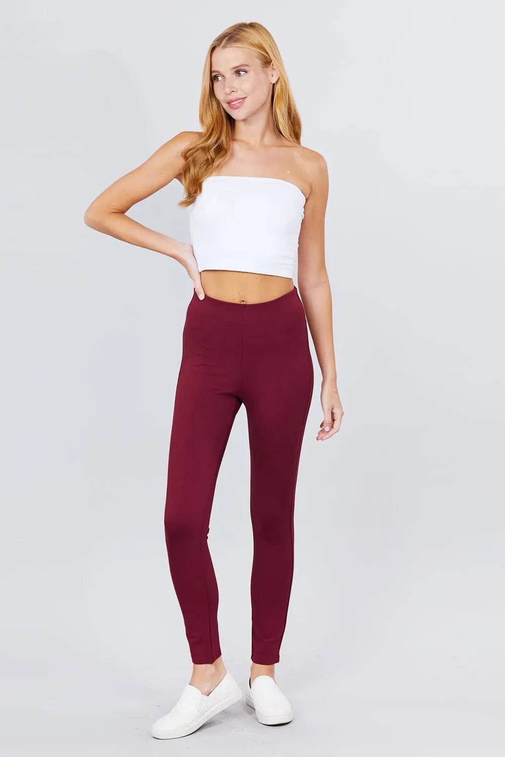 Waist Elastic Band Ponte Pants - Bona Fide Fashion