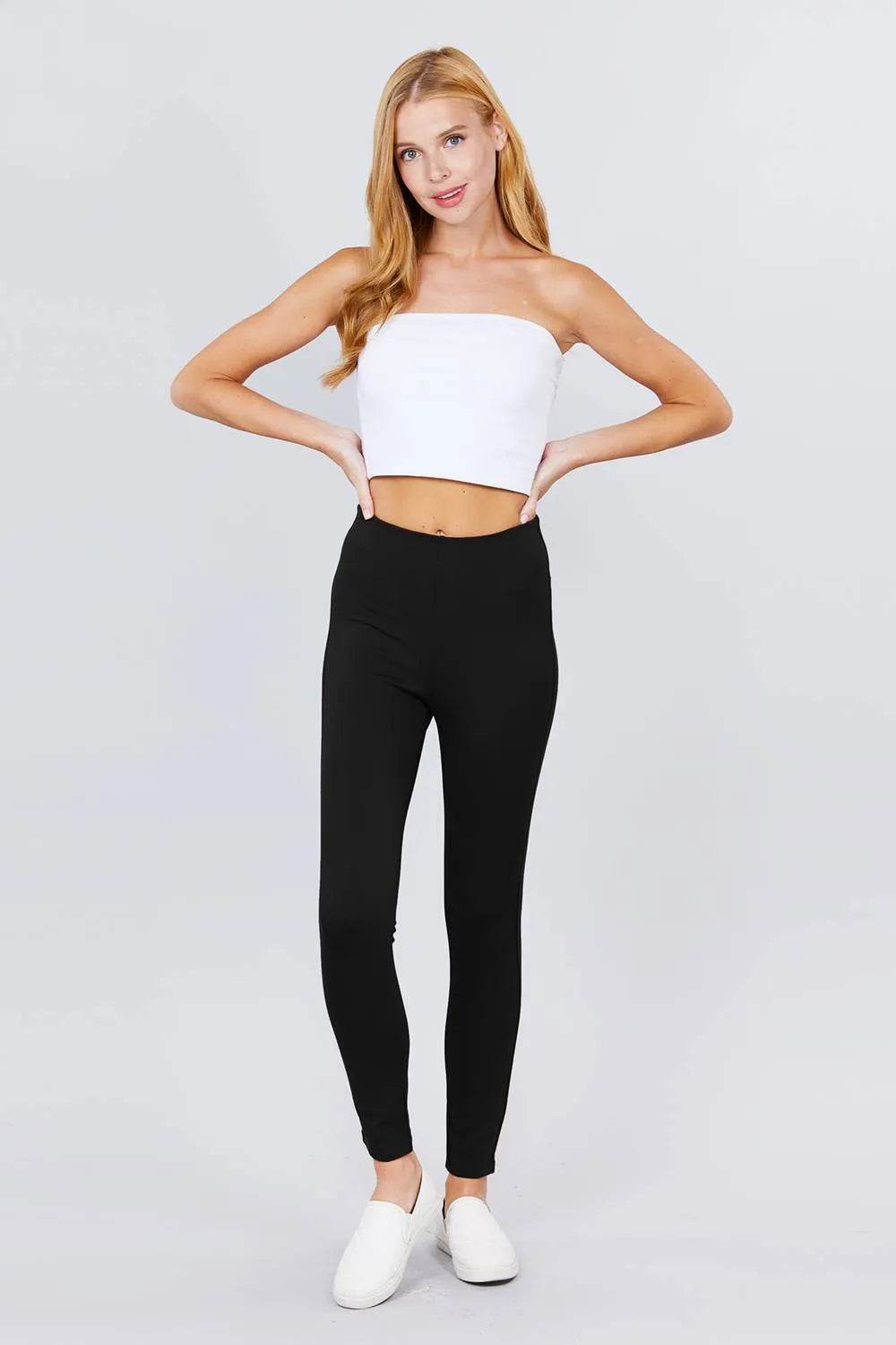 Waist Elastic Band Ponte Pants - Bona Fide Fashion