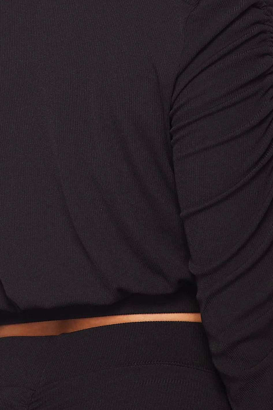 Ruched Long Sleeve And Skirt Set - Bona Fide Fashion