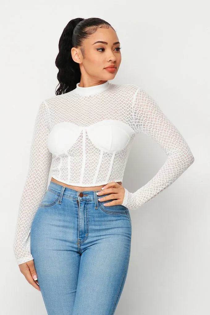 Sexy Mesh Mock Neck Top - Bona Fide Fashion