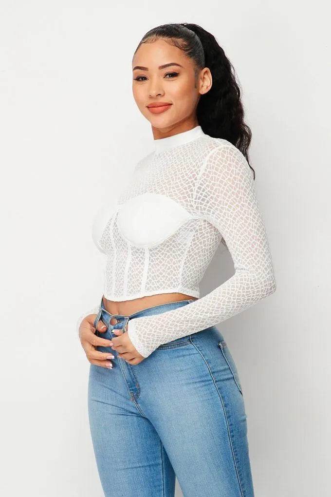 Sexy Mesh Mock Neck Top - Bona Fide Fashion
