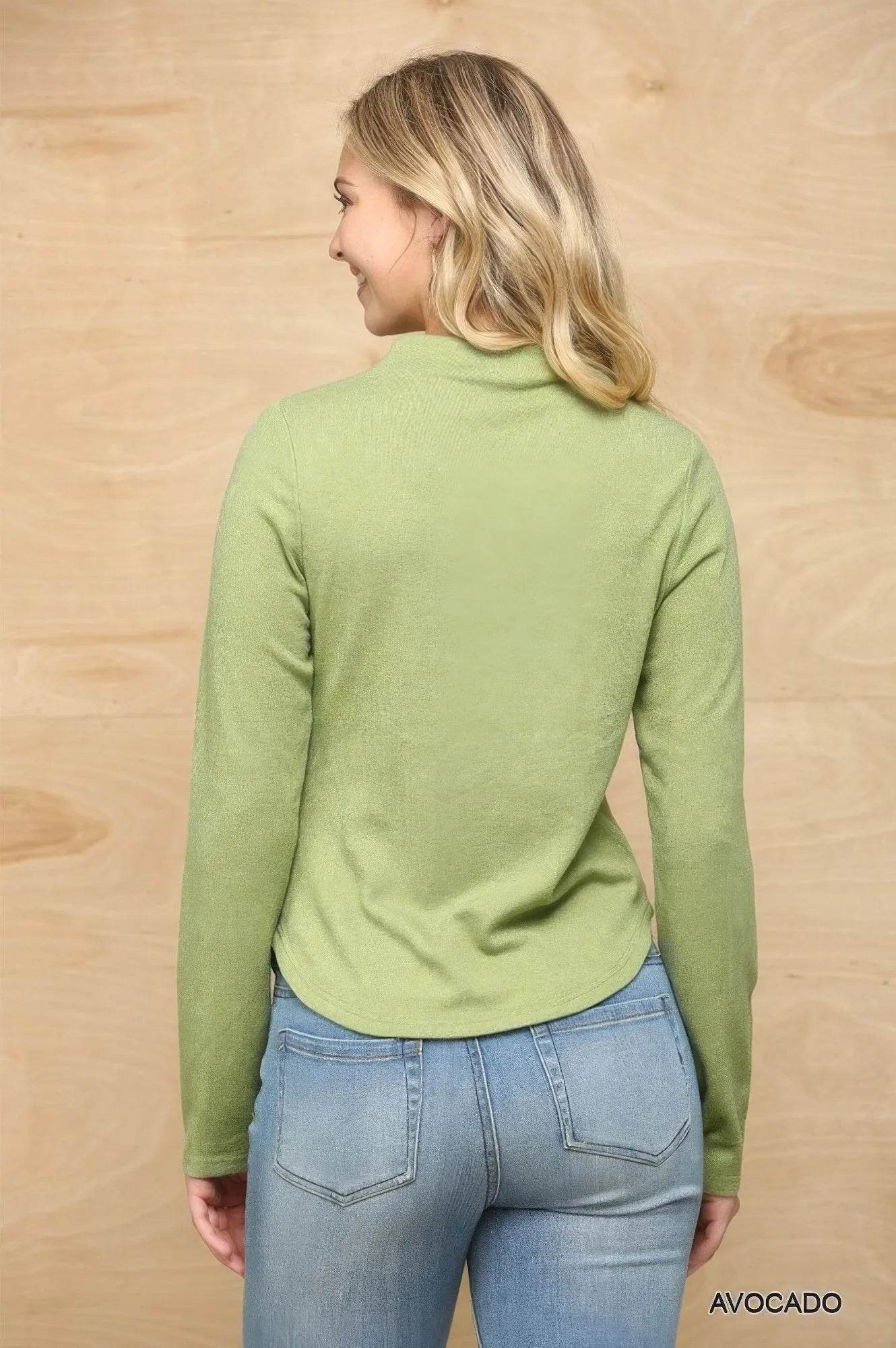 Solid And Cozy Soft Knit Mock Neck Top With Side Ruched Detail - Bona Fide Fashion