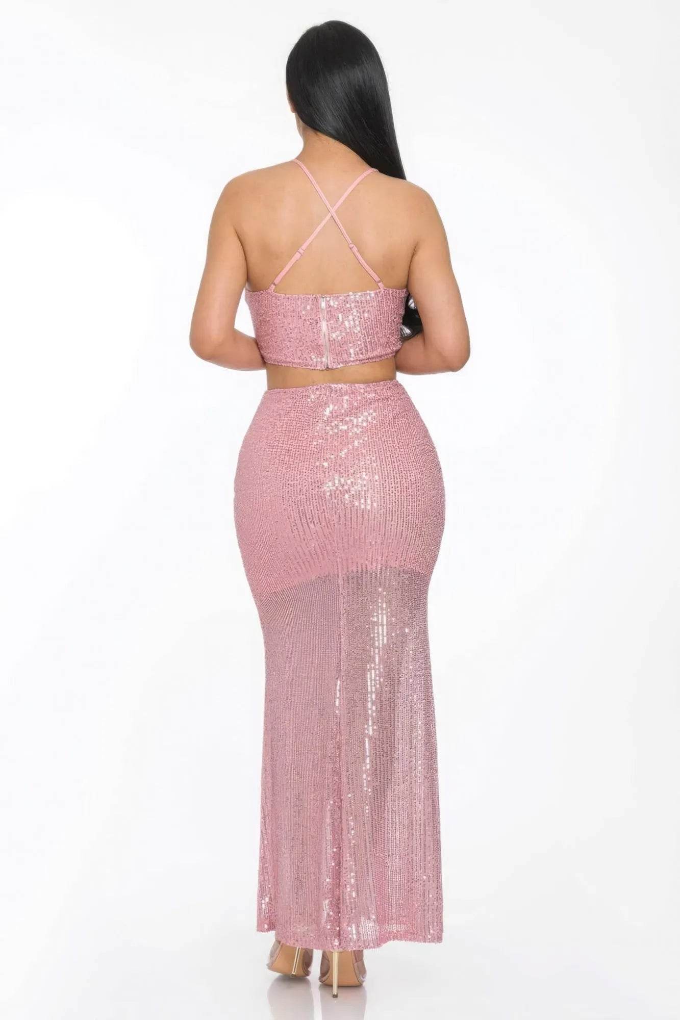 Sxy Back Sequin Maxi Dress - Bona Fide Fashion