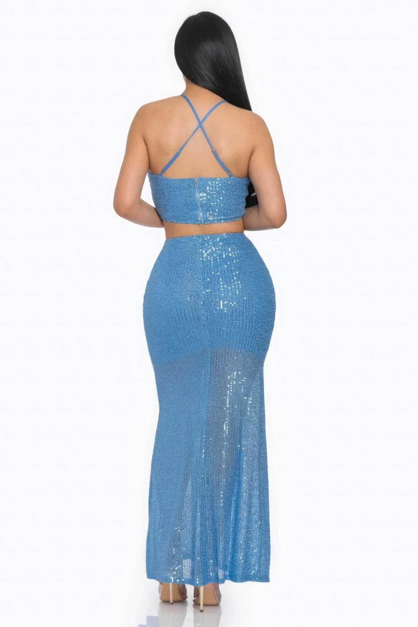 Sexy Back Sequin Maxi Dress - Bona Fide Fashion