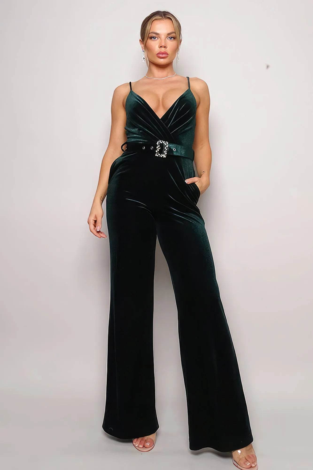 Samba Rhinestone Velvet Jumpsuit - Bona Fide Fashion