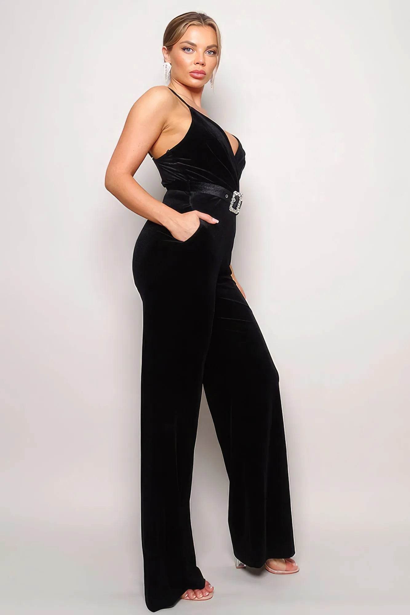 Samba Rhinestone Velvet Jumpsuit - Bona Fide Fashion