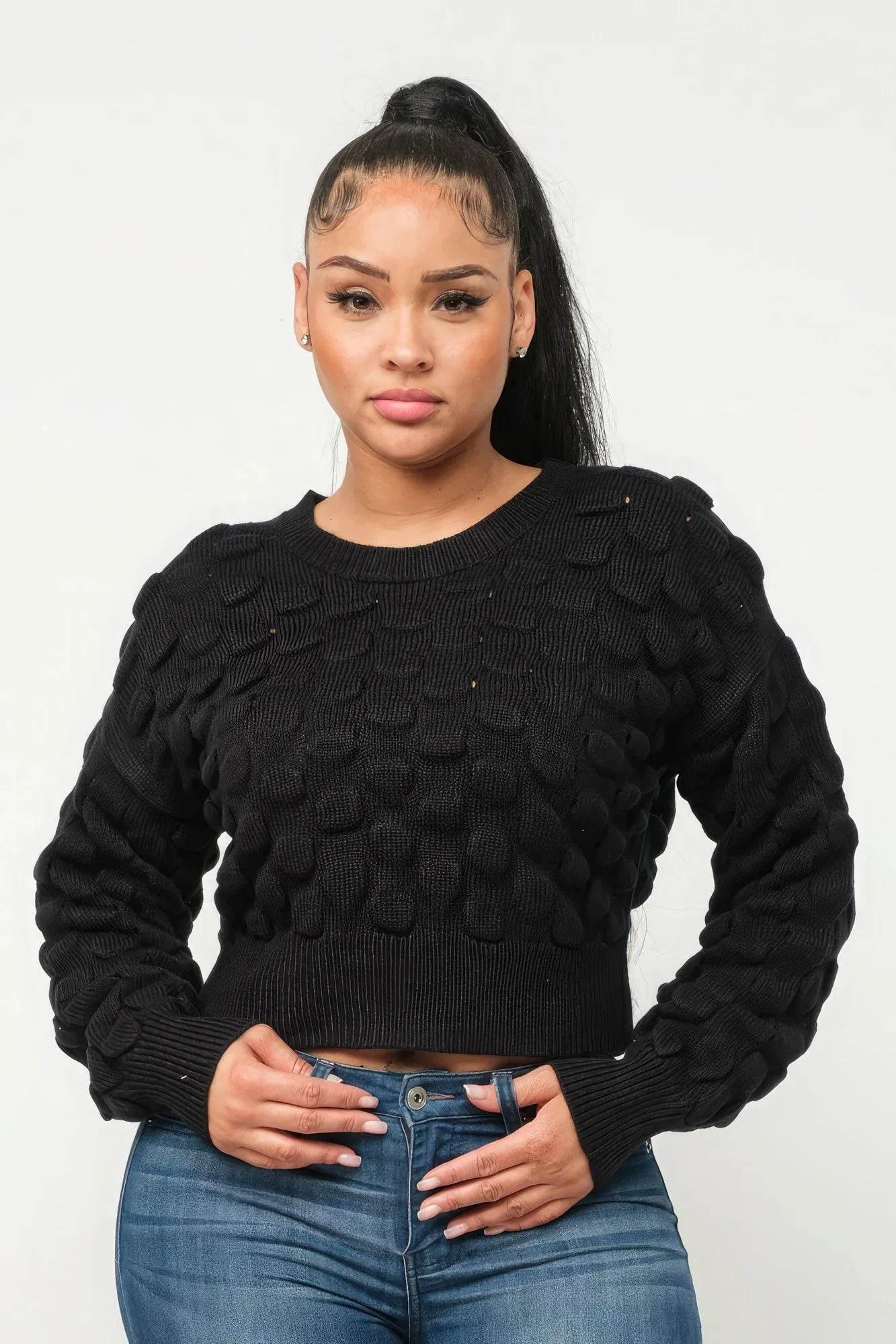 Checker Sweater Top - Bona Fide Fashion
