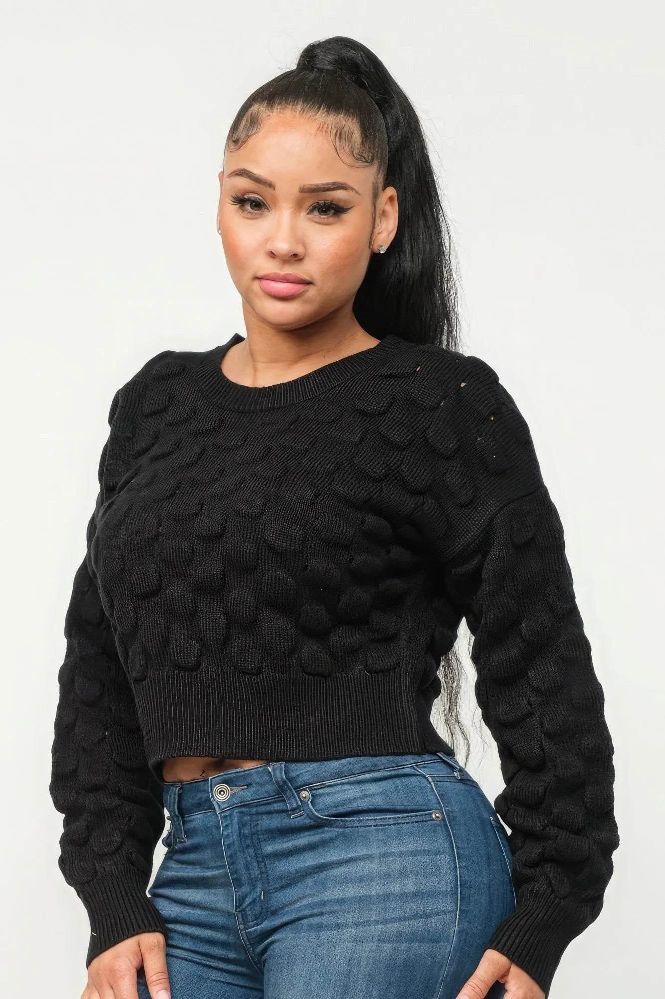 Checker Sweater Top - Bona Fide Fashion