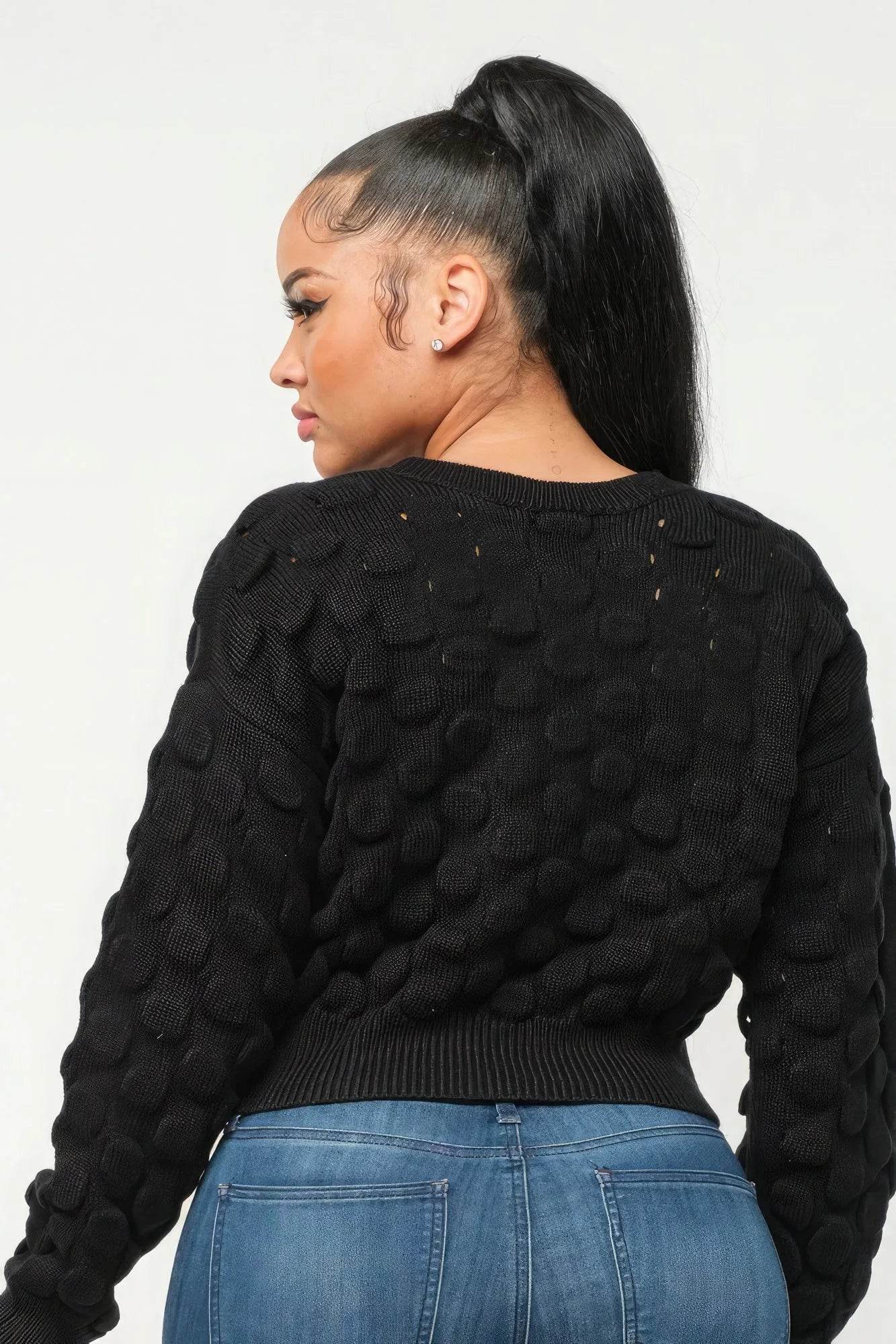 Checker Sweater Top - Bona Fide Fashion
