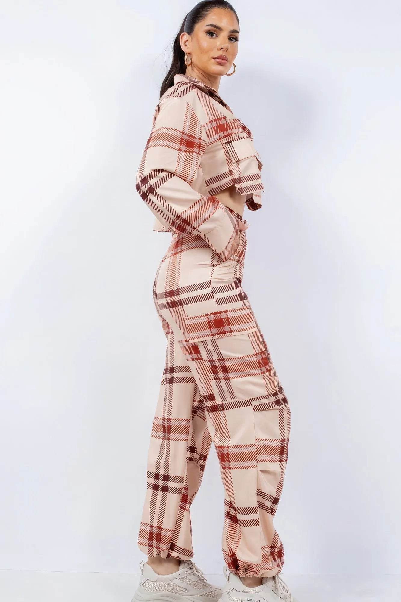 Cropped Shirt & Cargo Pants Set - Bona Fide Fashion