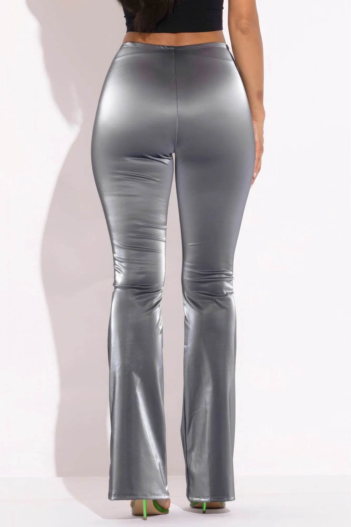 Velvet Pu Flared Pants - Bona Fide Fashion