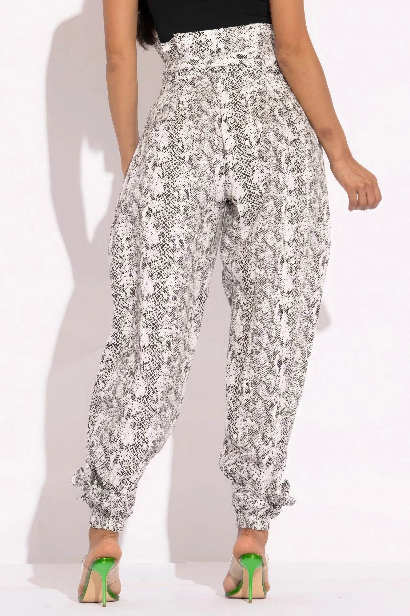 Snake Skin Printed Paper Style Cargo Pants - Bona Fide Fashion