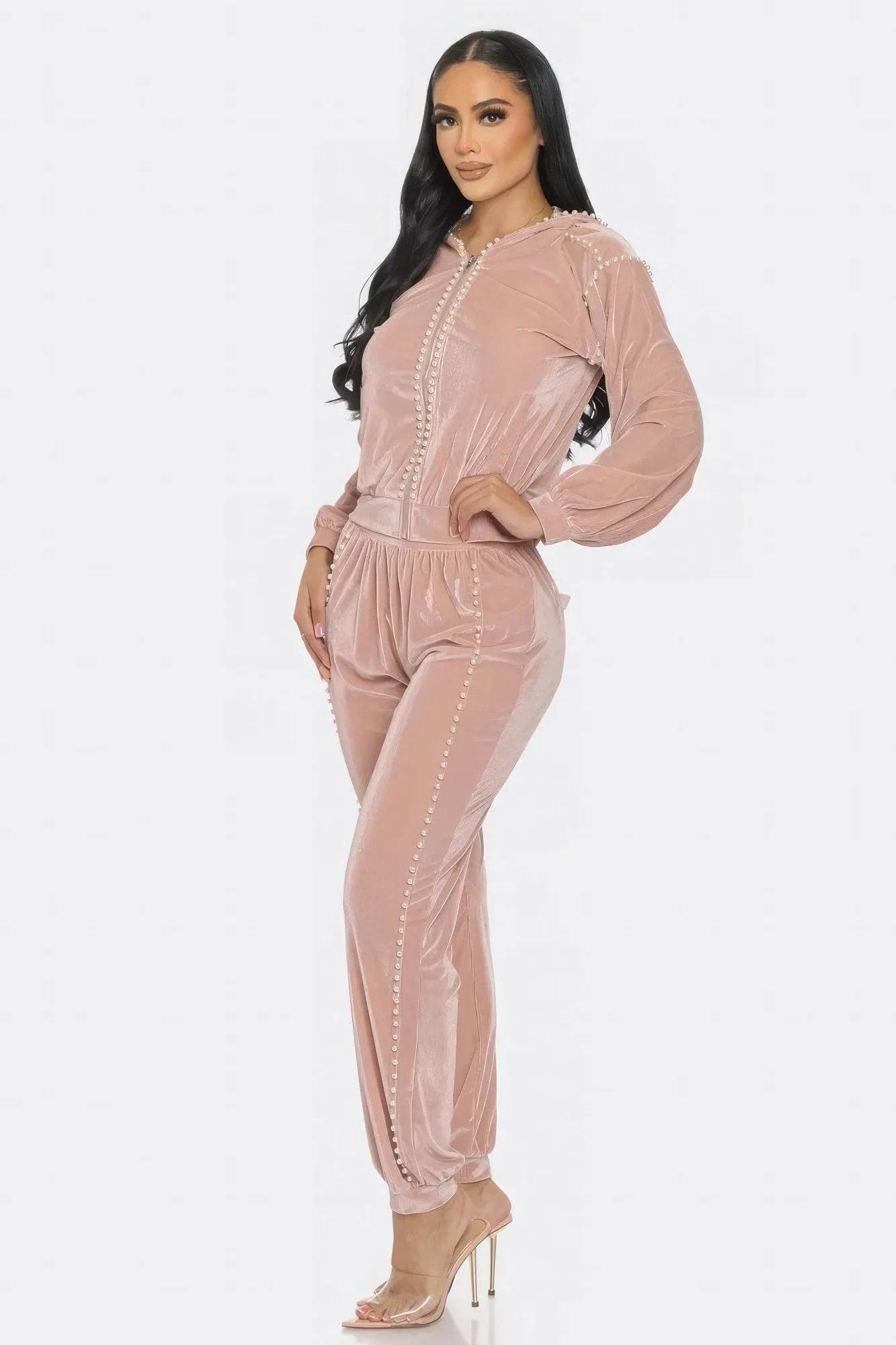 Jogger With Pearls Set - Bona Fide Fashion