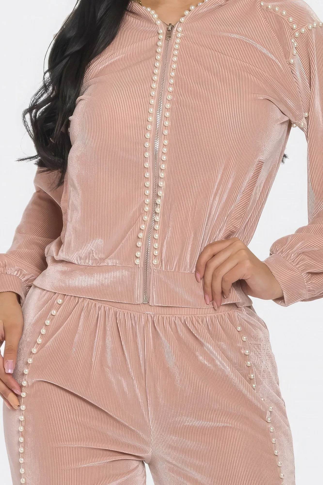 Jogger With Pearls Set - Bona Fide Fashion