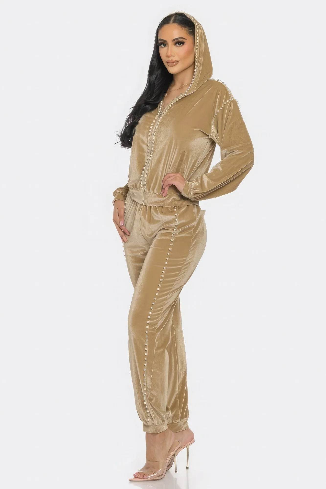 Jogger With Pearls Set - Bona Fide Fashion