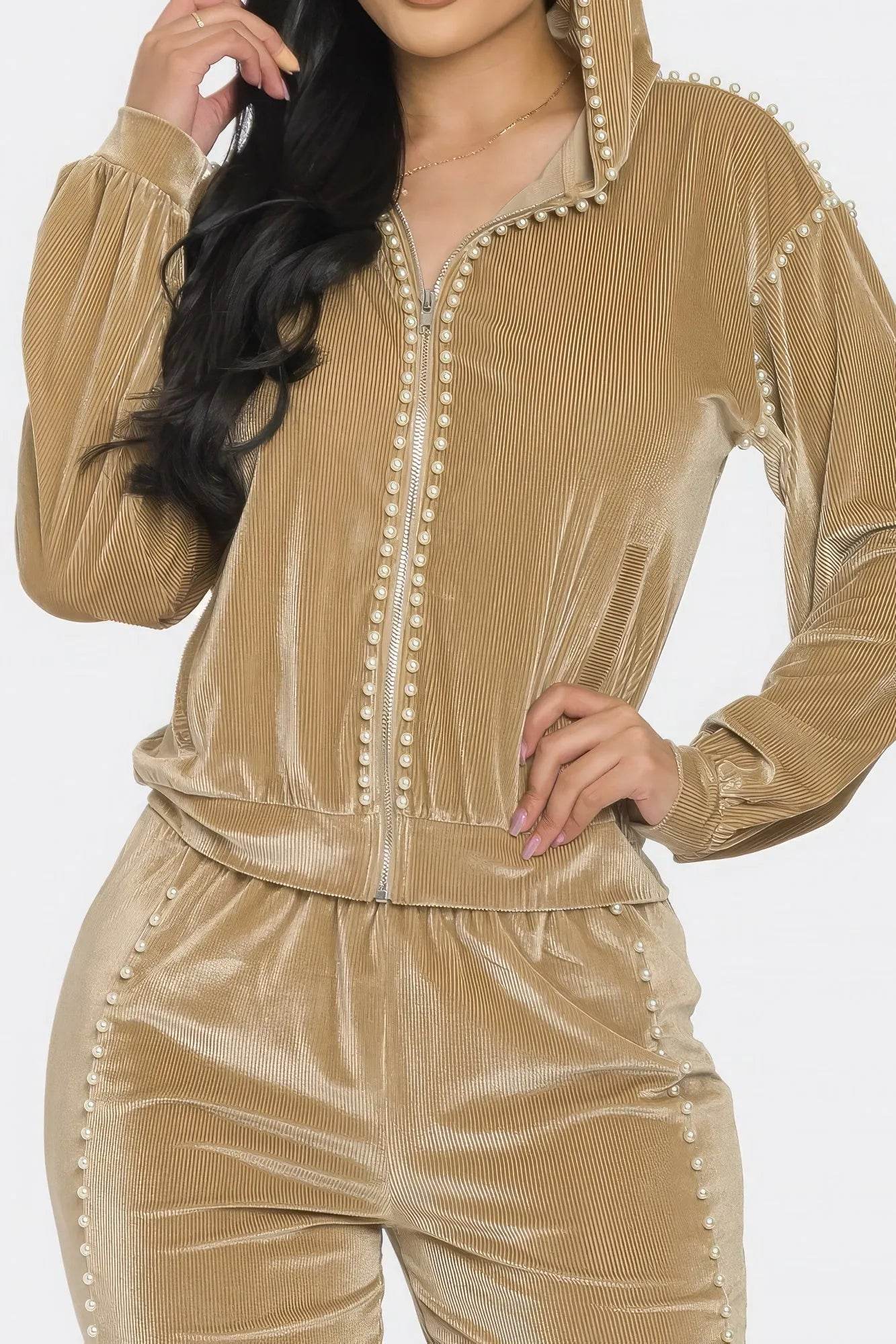 Jogger With Pearls Set - Bona Fide Fashion