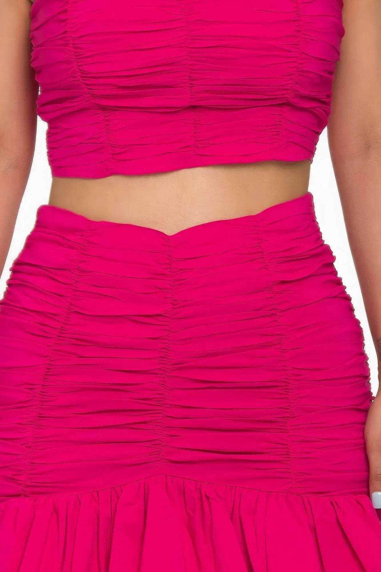 Ruffle Ruched Mini Skirt Set - Bona Fide Fashion