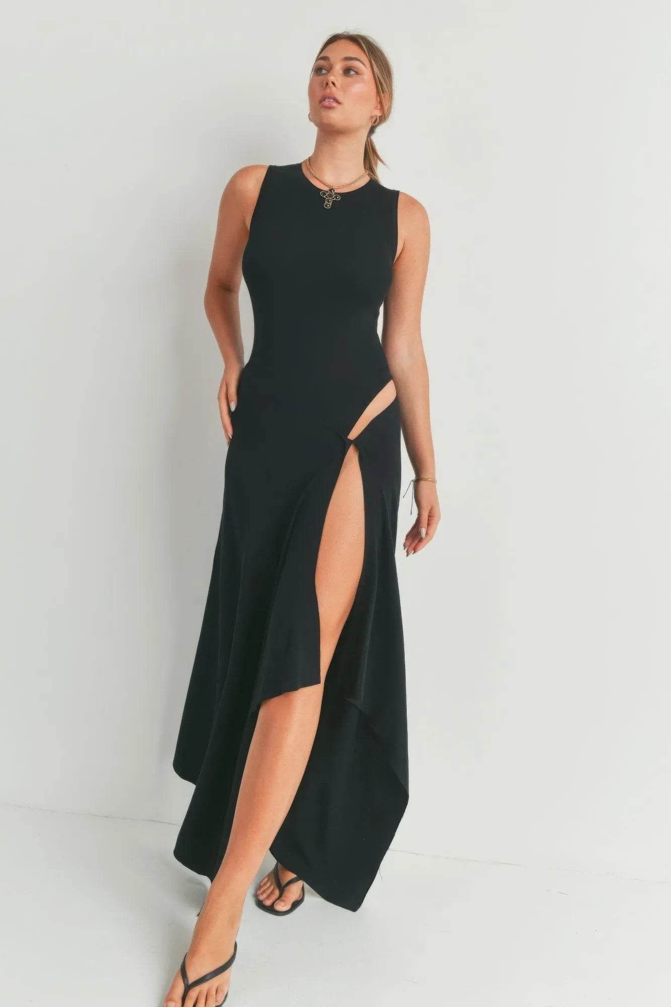 Maxi Dress With Slit - Bona Fide Fashion