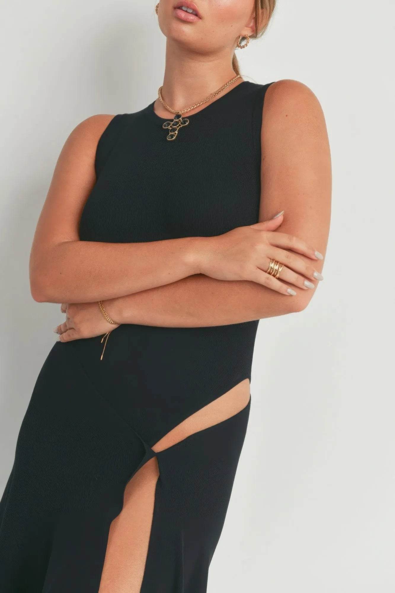 Maxi Dress With Slit - Bona Fide Fashion