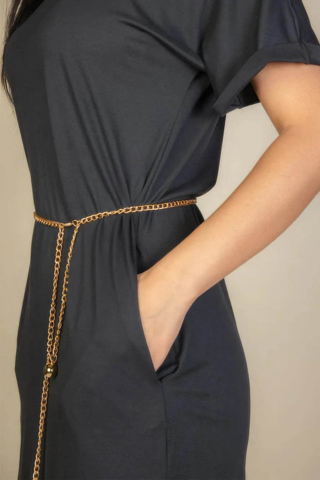 Side Pocket Double Folded Mini Dress - Bona Fide Fashion