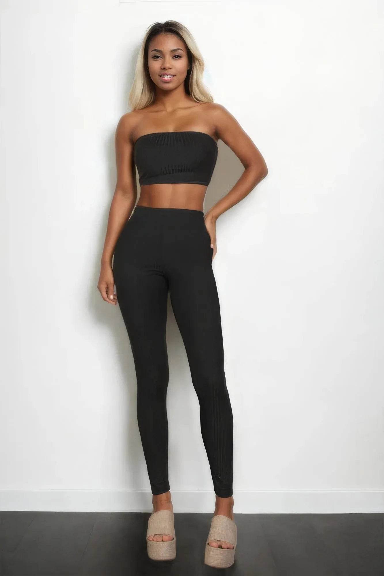 Ribbed Tube Top & Leggings Set - Bona Fide Fashion