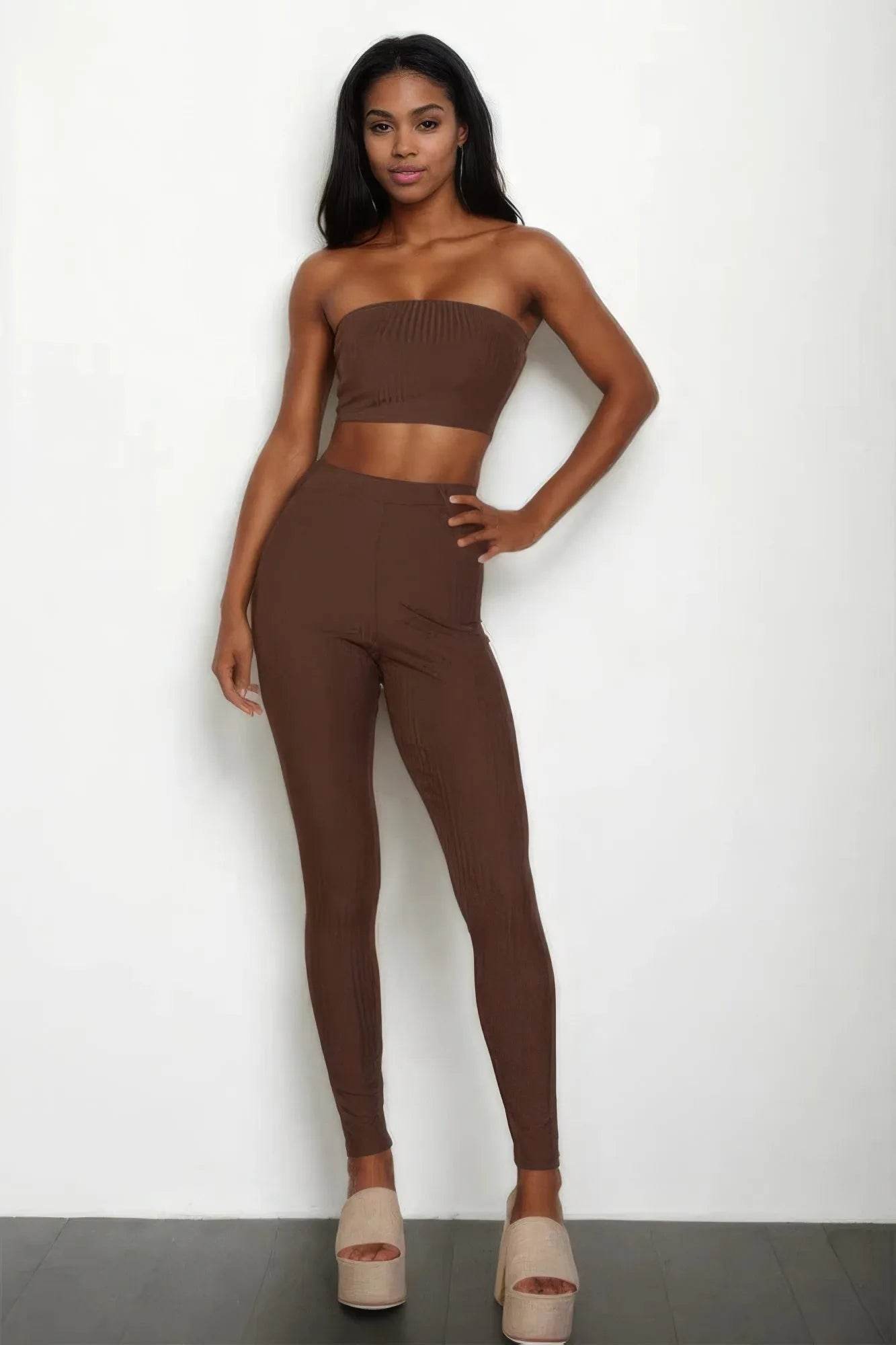 Ribbed Tube Top & Leggings Set - Bona Fide Fashion