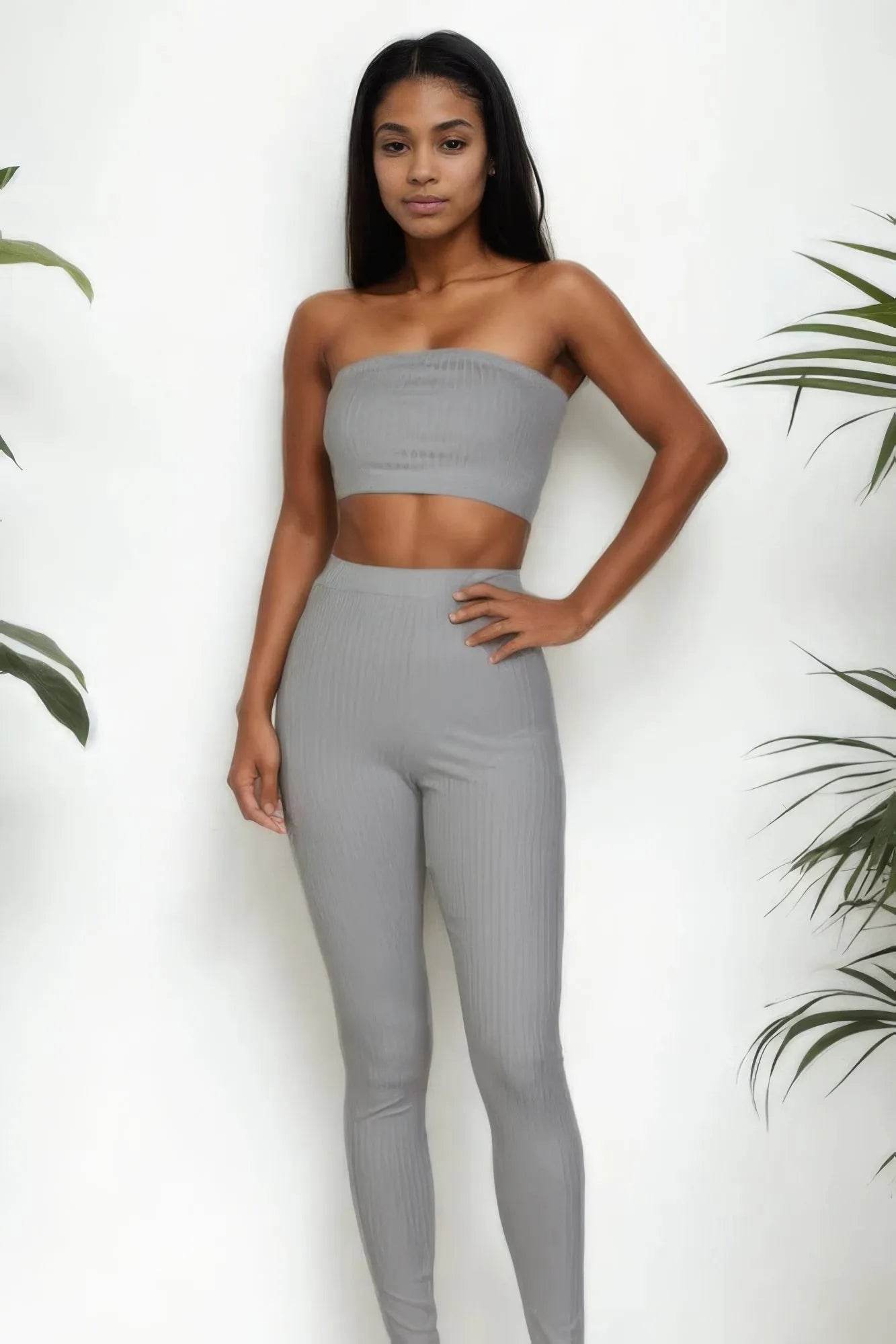 Ribbed Tube Top & Leggings Set - Bona Fide Fashion