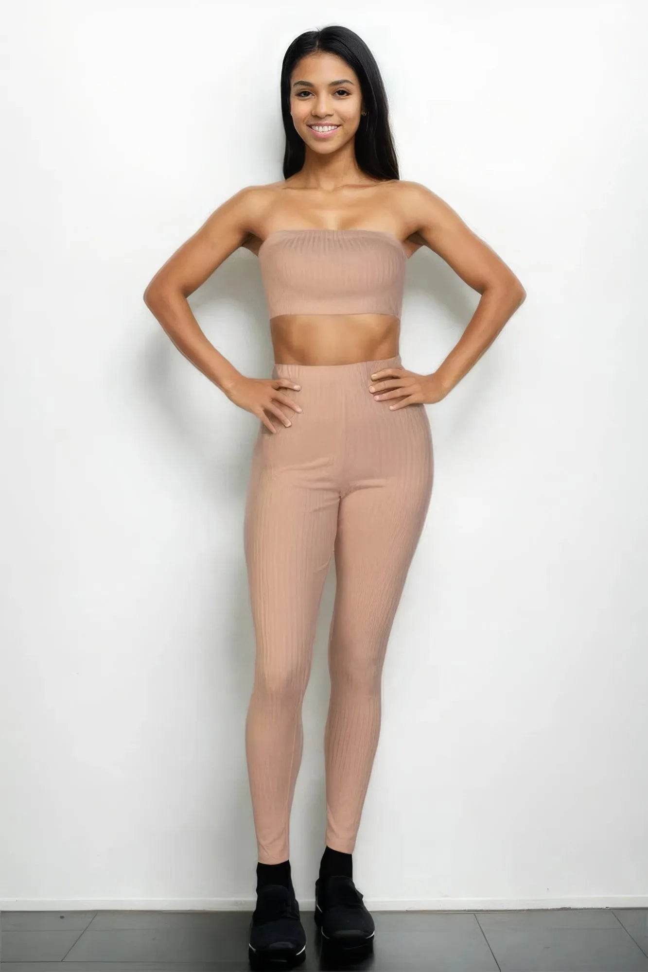Ribbed Tube Top & Leggings Set - Bona Fide Fashion