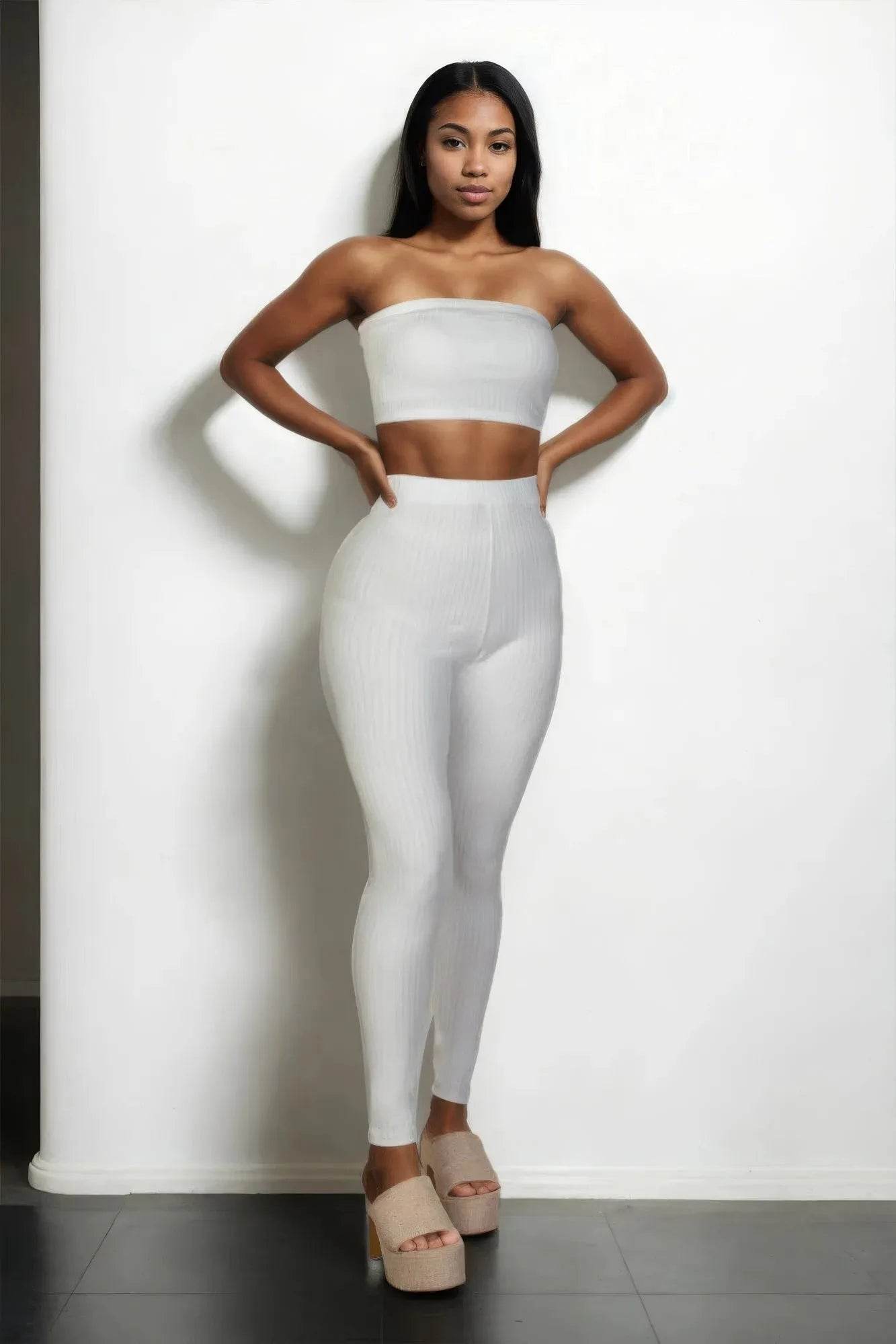 Ribbed Tube Top & Leggings Set - Bona Fide Fashion