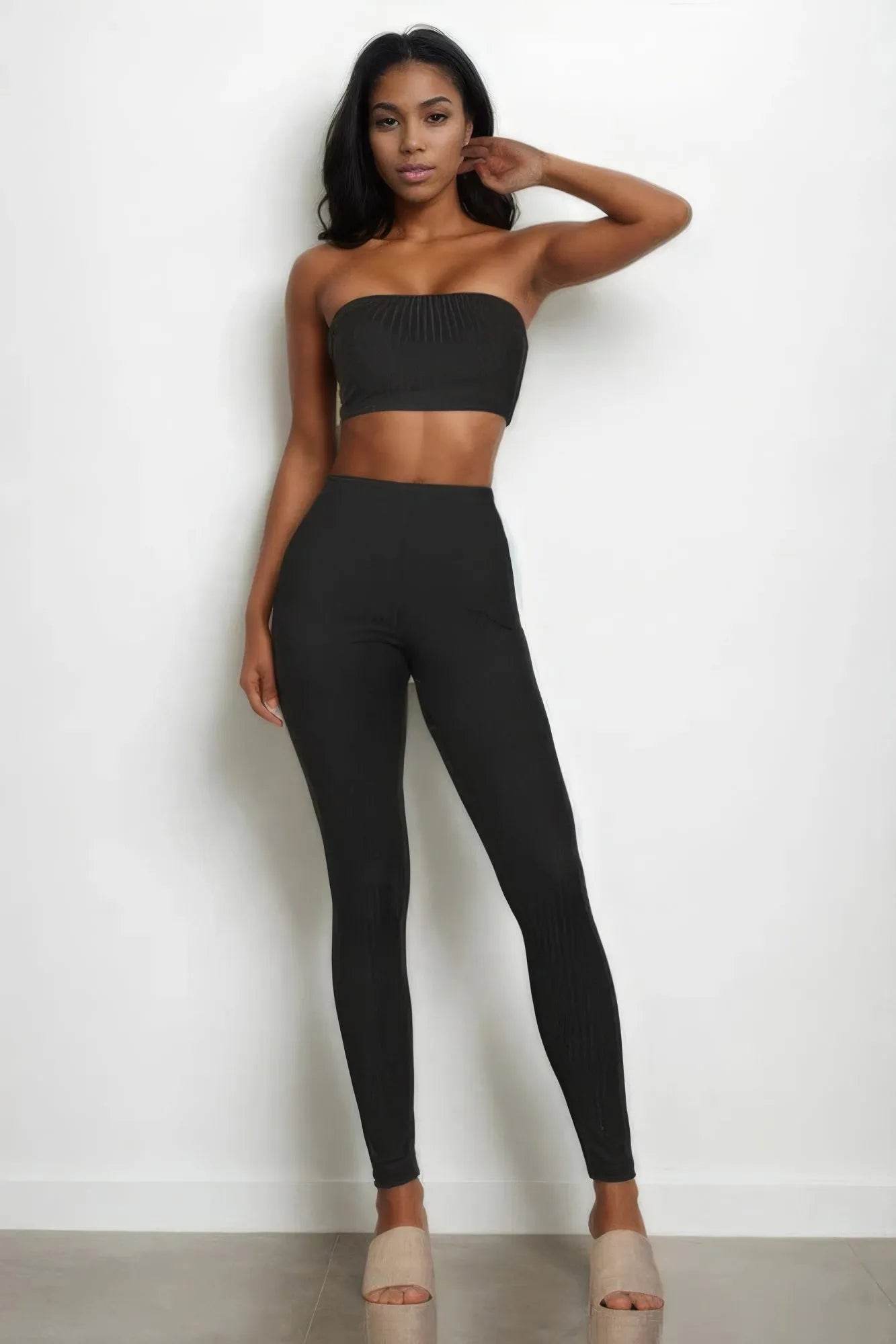 Ribbed Tube Top & Leggings Set - Bona Fide Fashion