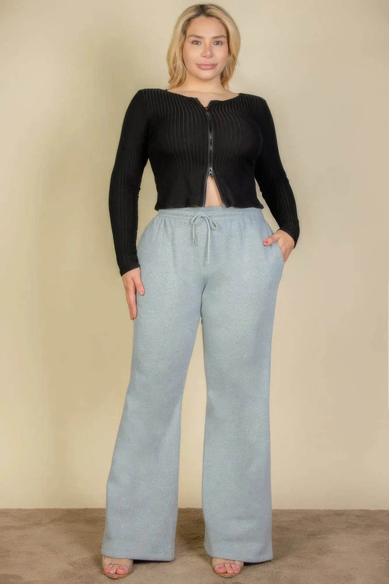Plus Size Drawstring Waist Slant Pocket Sweatpants - Bona Fide Fashion