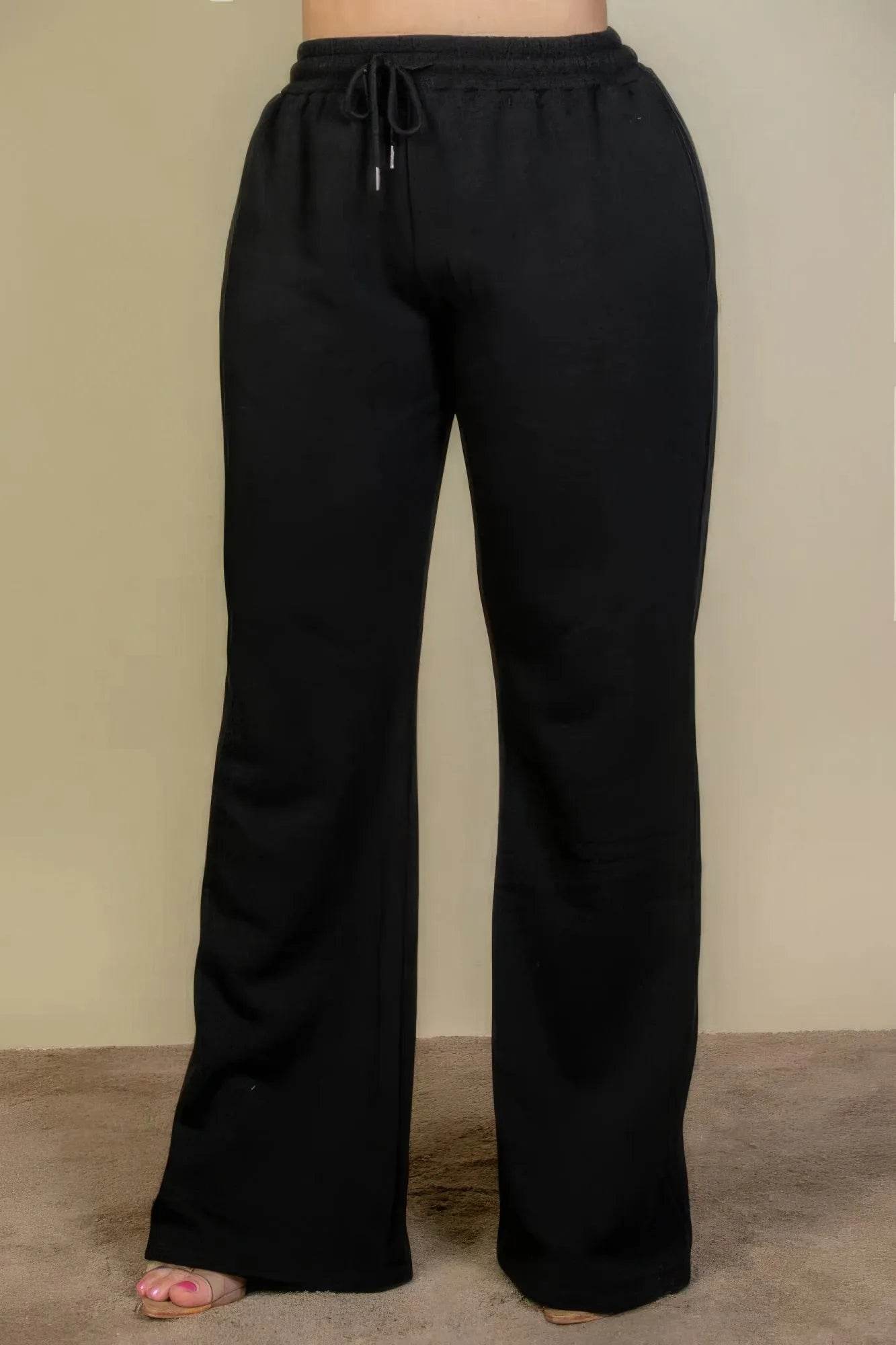 Plus Size Drawstring Waist Slant Pocket Sweatpants - Bona Fide Fashion