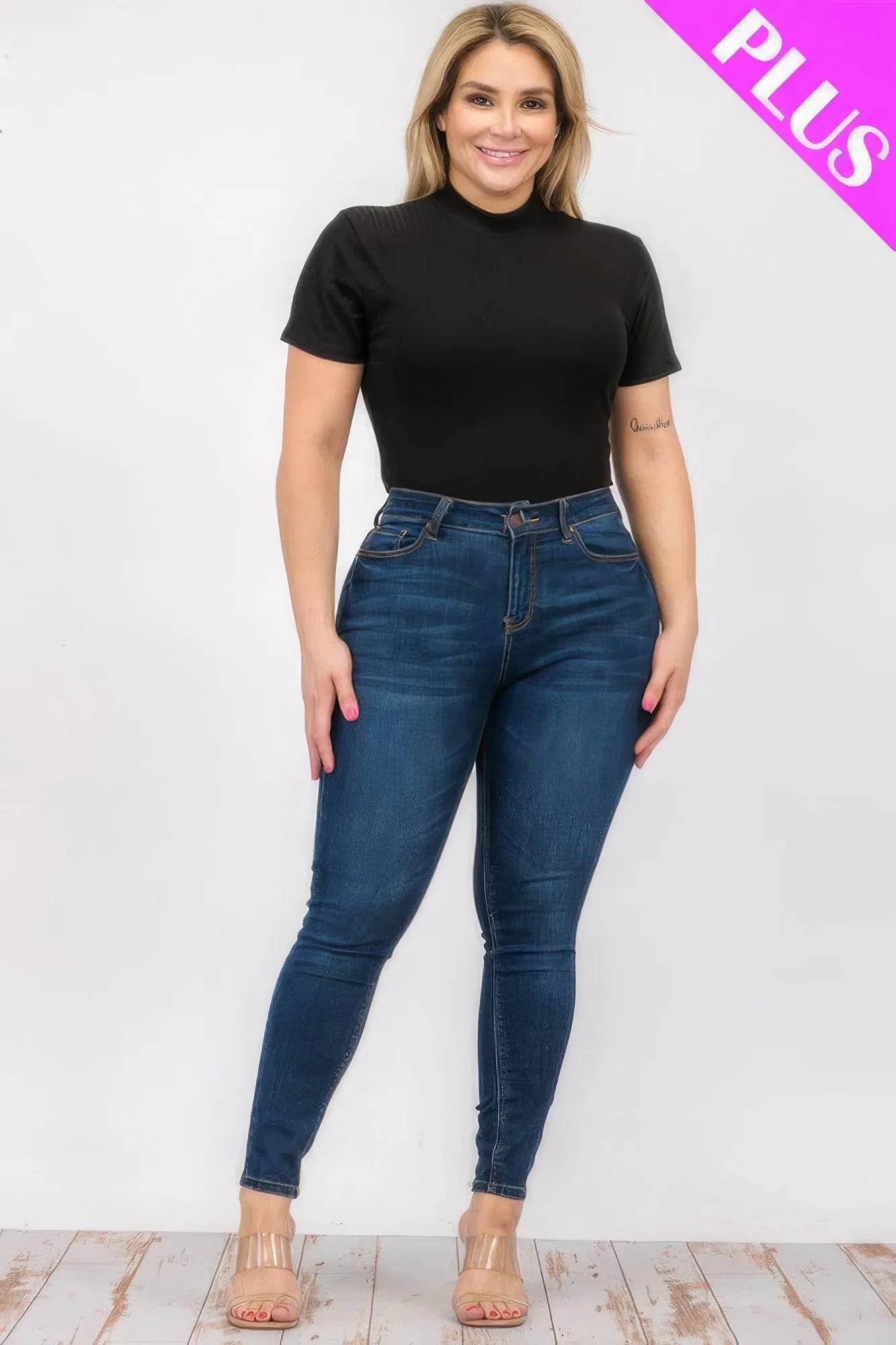 Plus Size Ribbed Short Sleeve Bodysuit - Bona Fide Fashion