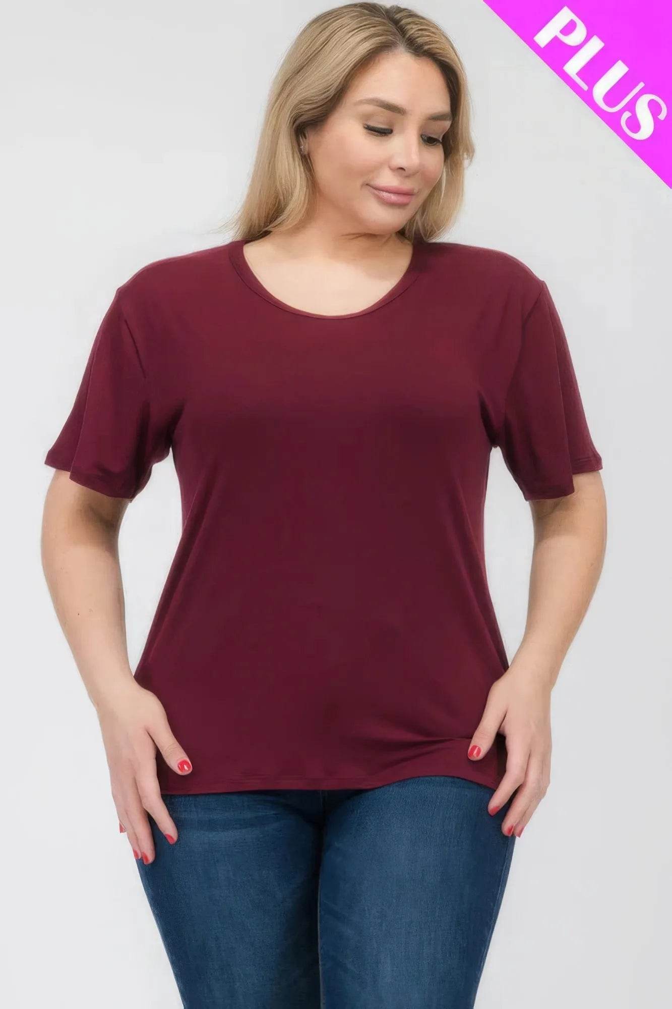 Plus Size Basic Short Sleeve T-shirt - Bona Fide Fashion