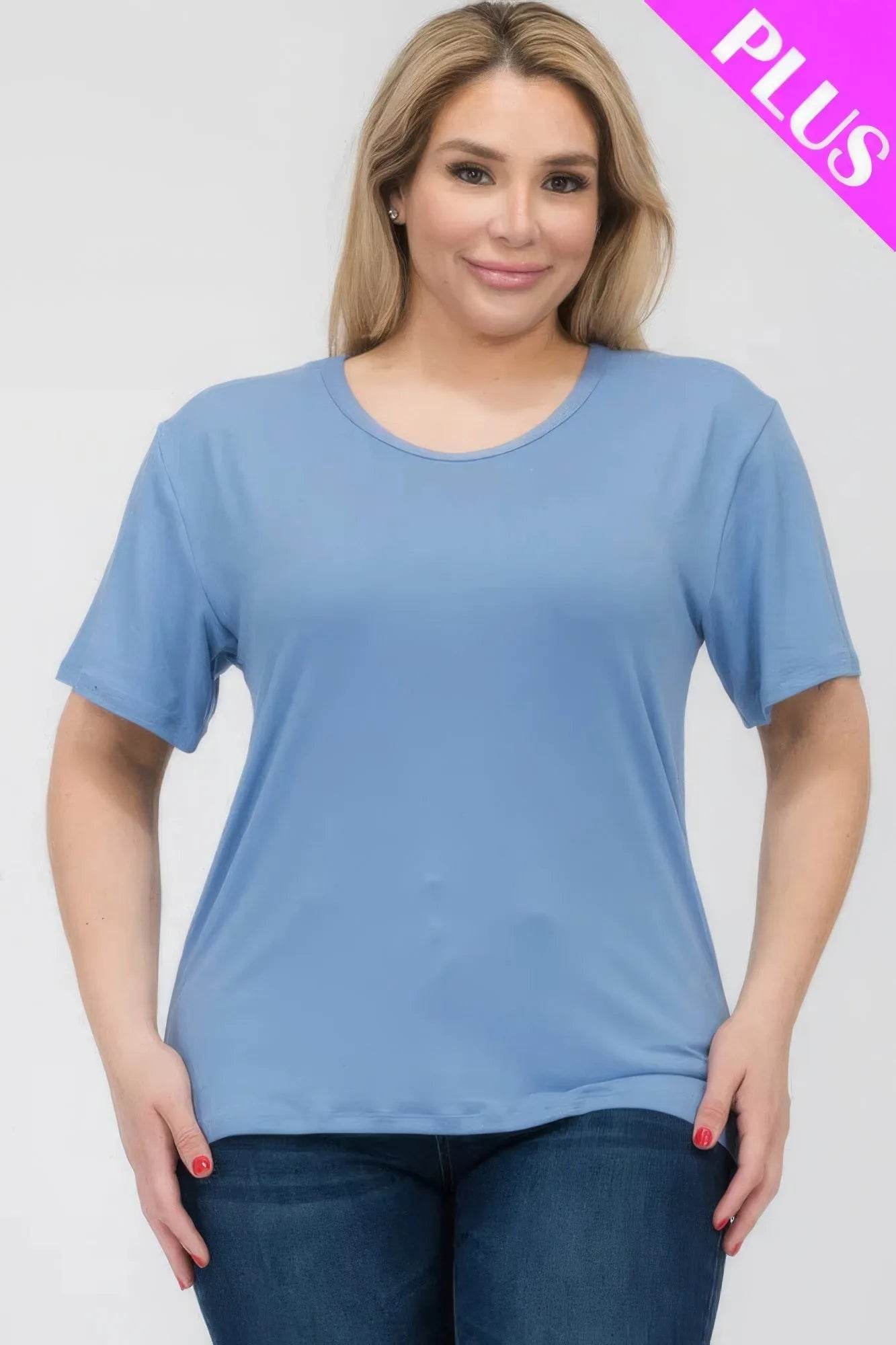 Plus Size Basic Short Sleeve T-shirt - Bona Fide Fashion