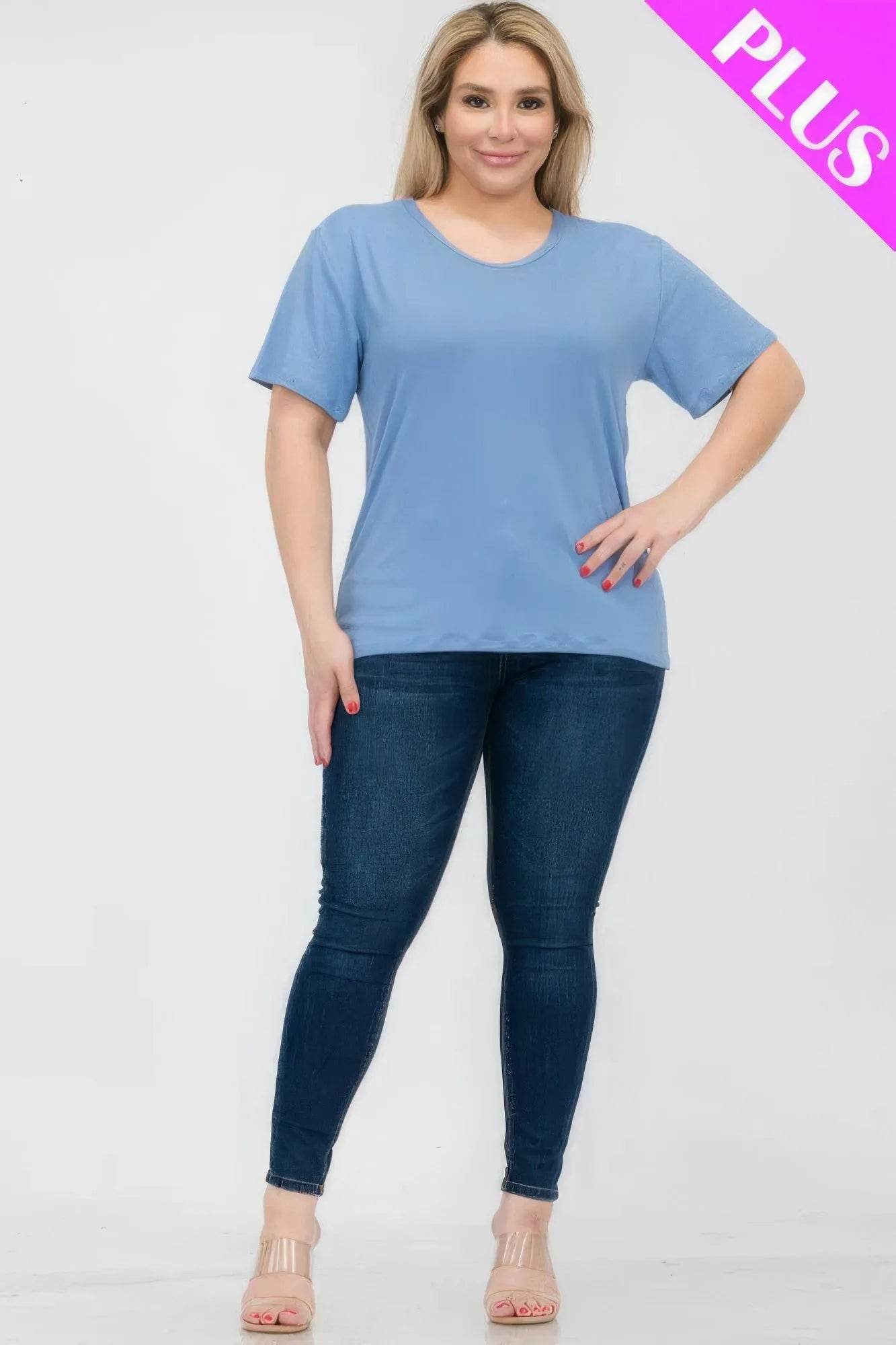 Plus Size Basic Short Sleeve T-shirt - Bona Fide Fashion