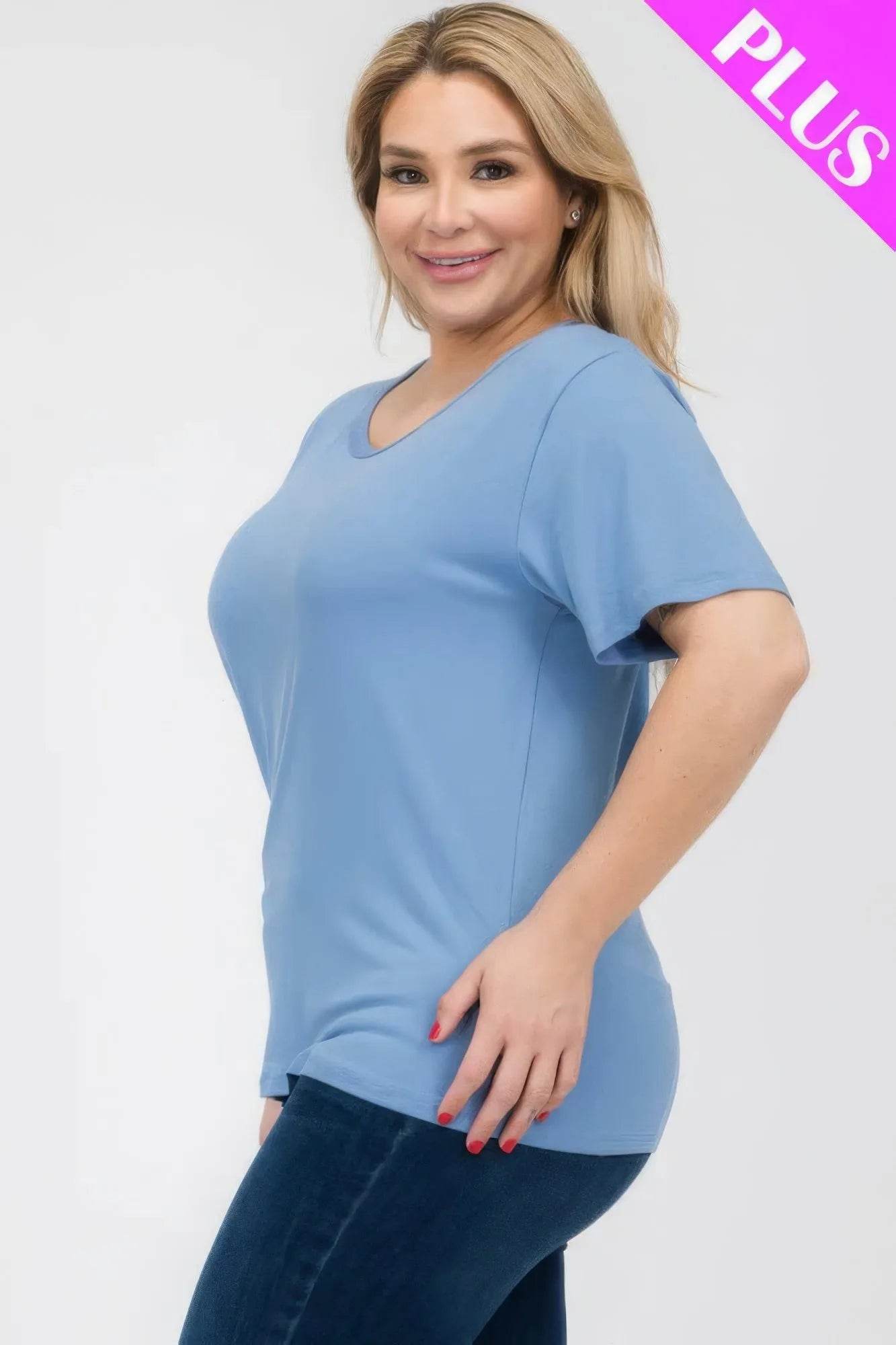 Plus Size Basic Short Sleeve T-shirt - Bona Fide Fashion