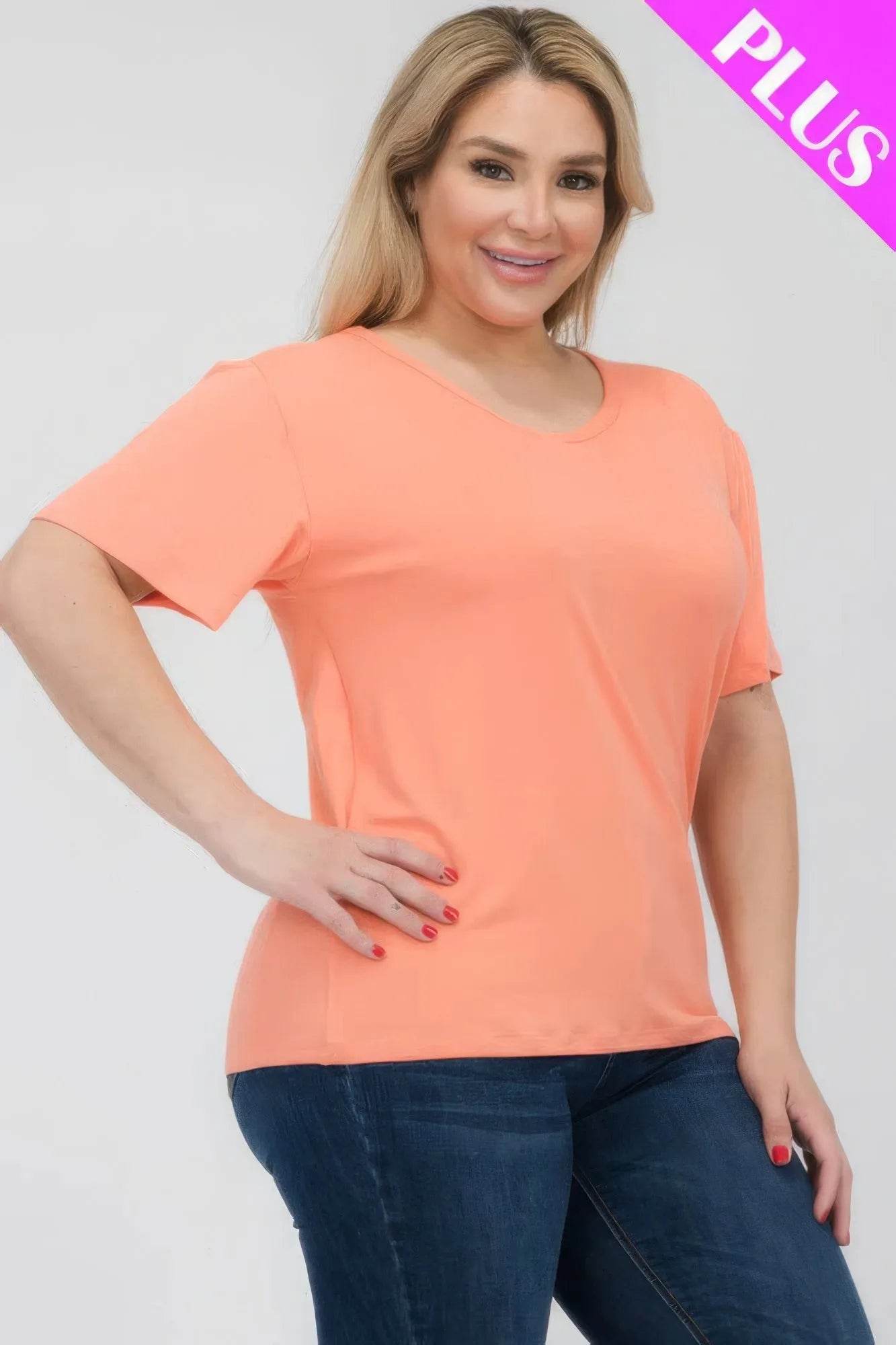 Plus Size Basic Short Sleeve T-shirt - Bona Fide Fashion