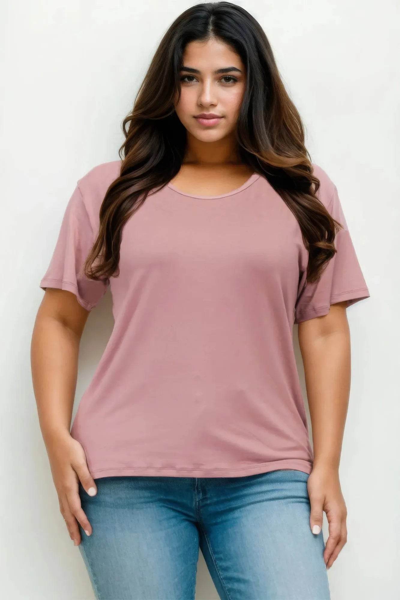Plus Size Basic Short Sleeve T-shirt - Bona Fide Fashion