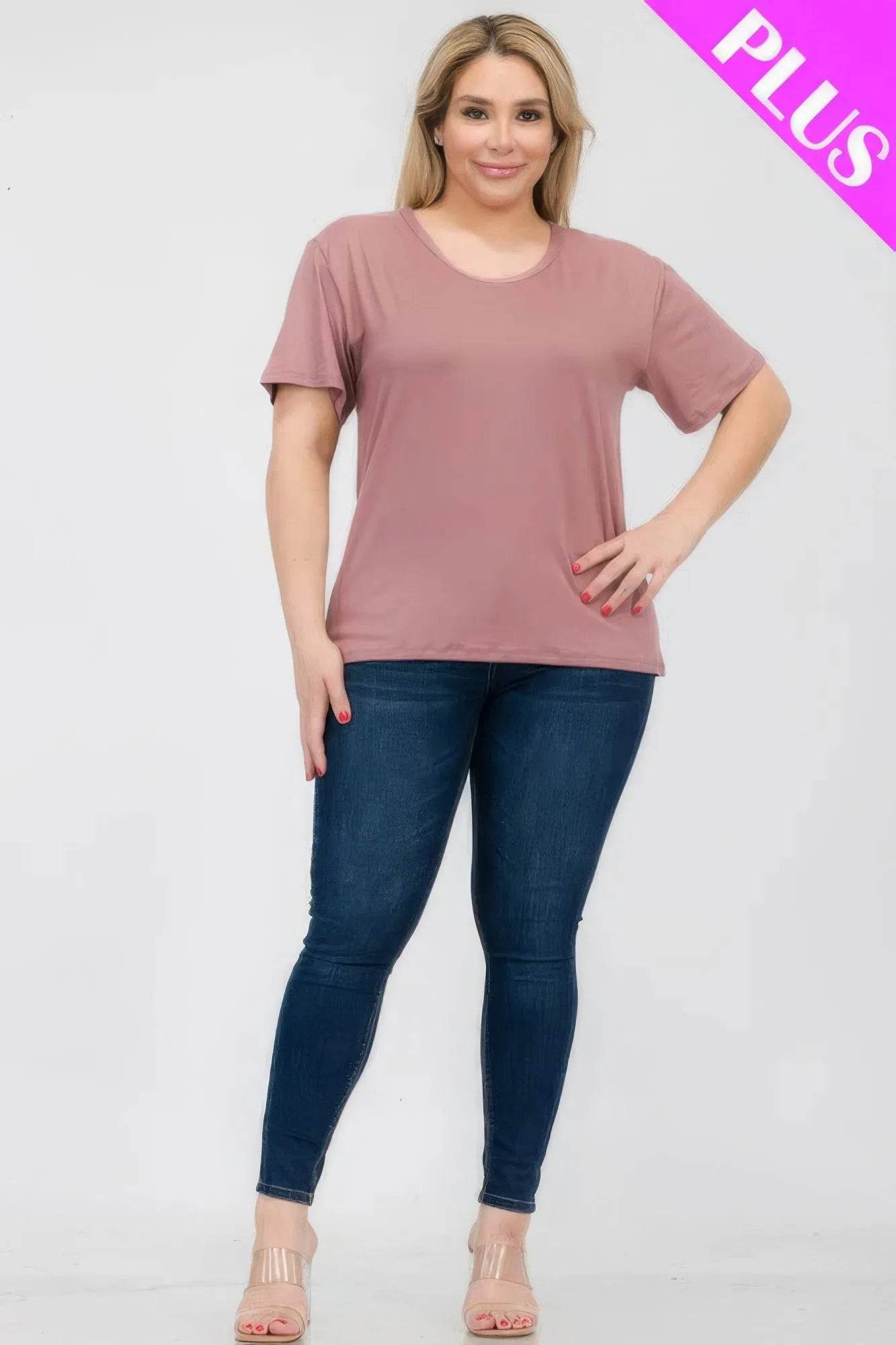 Plus Size Basic Short Sleeve T-shirt - Bona Fide Fashion