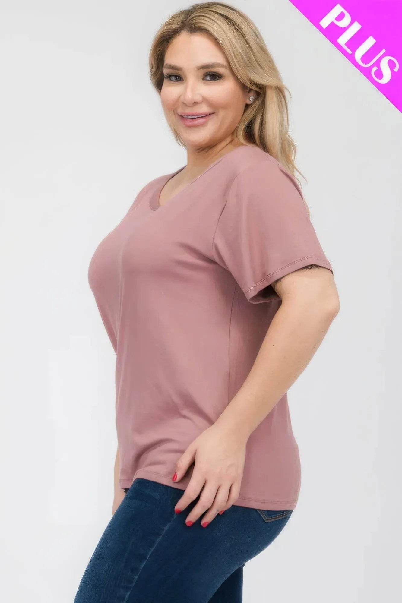 Plus Size Basic Short Sleeve T-shirt - Bona Fide Fashion