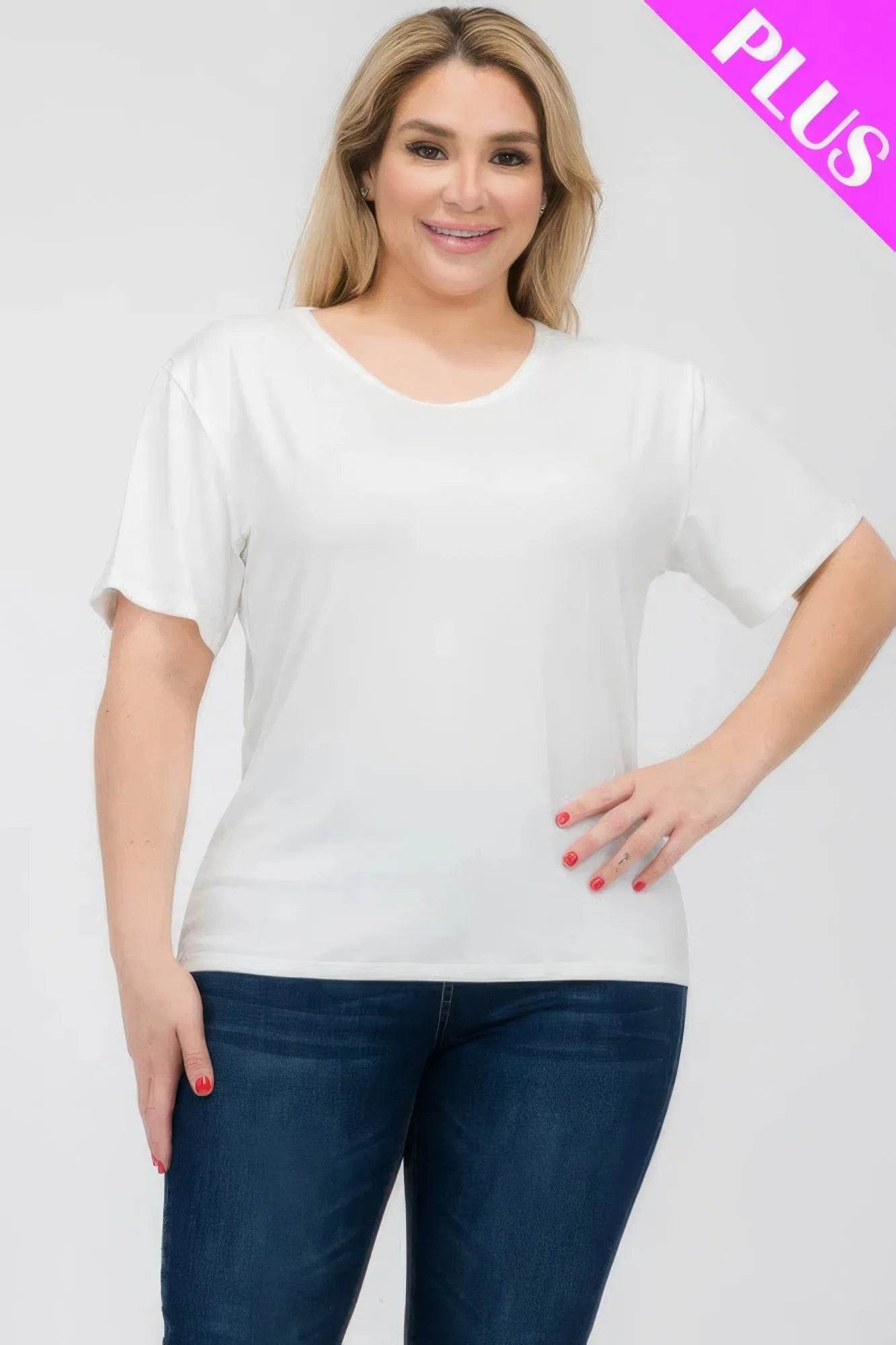 Plus Size Basic Short Sleeve T-shirt - Bona Fide Fashion