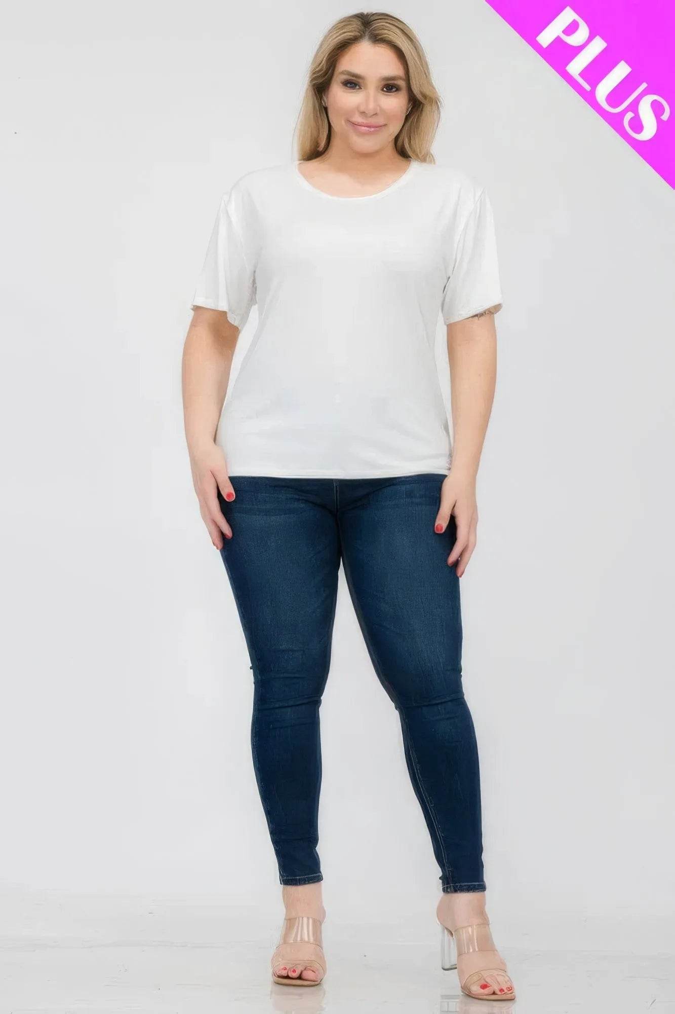 Plus Size Basic Short Sleeve T-shirt - Bona Fide Fashion