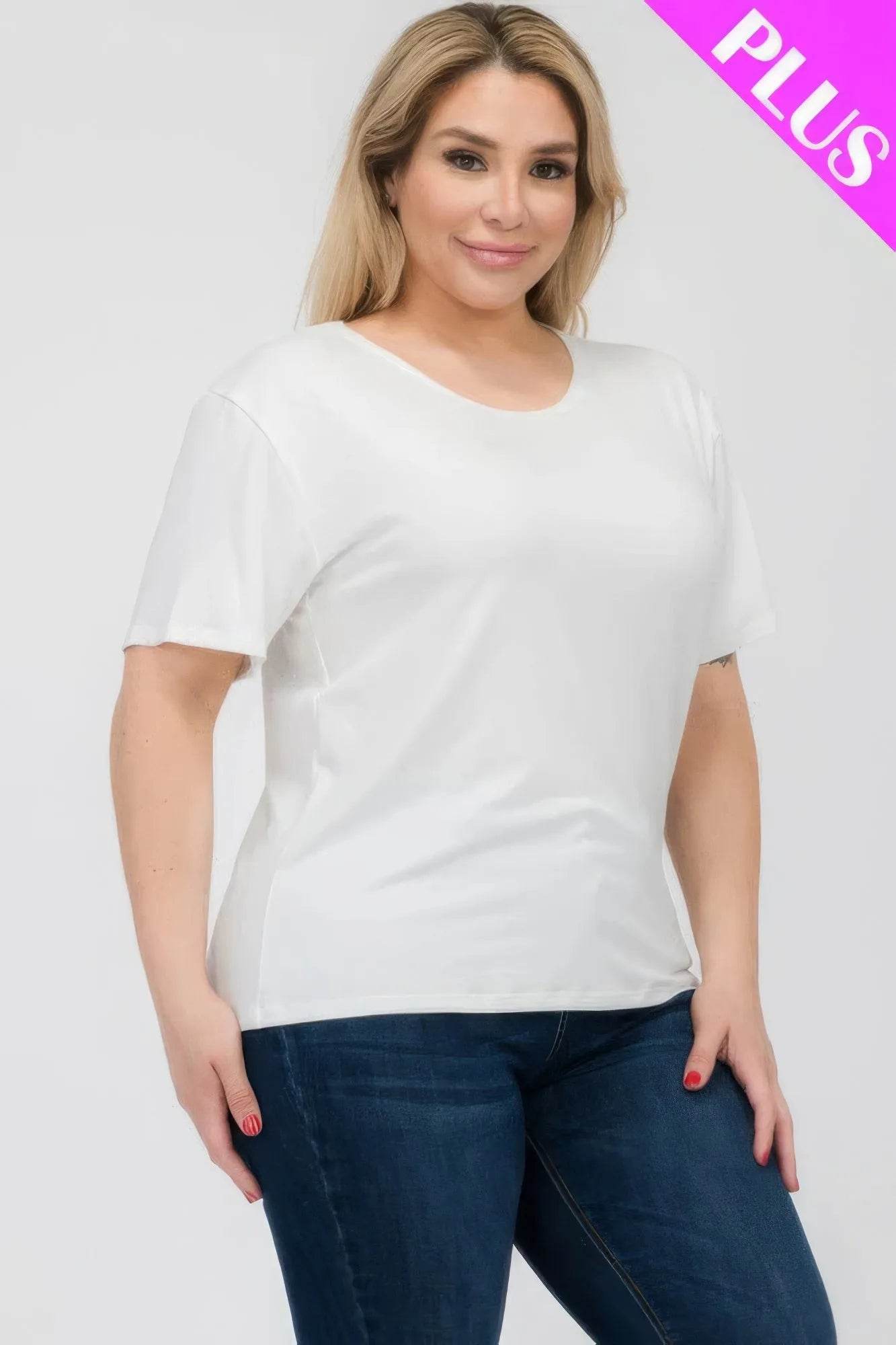 Plus Size Basic Short Sleeve T-shirt - Bona Fide Fashion