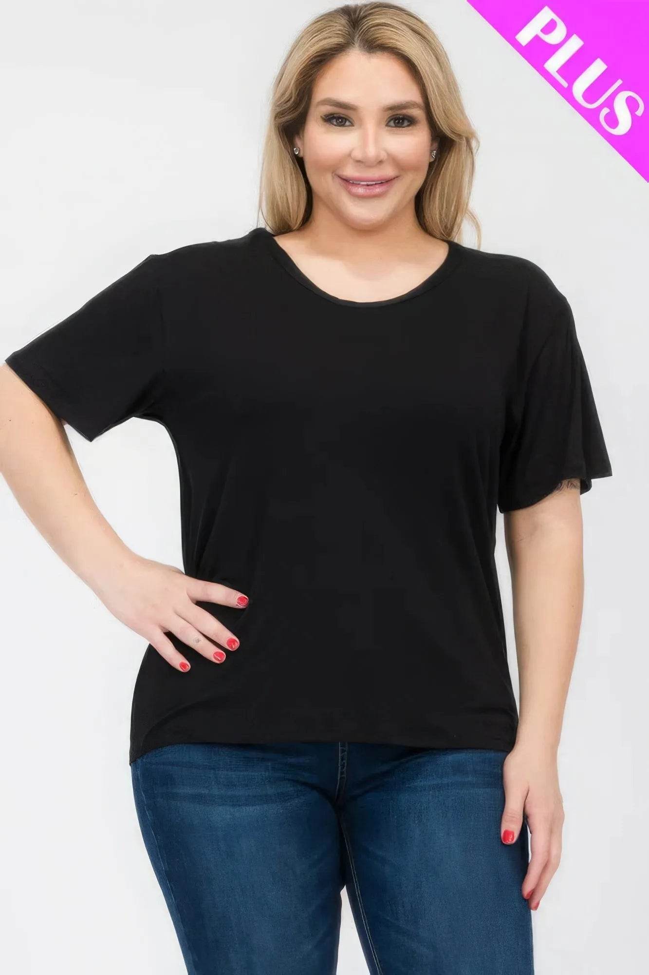 Plus Size Basic Short Sleeve T-shirt - Bona Fide Fashion