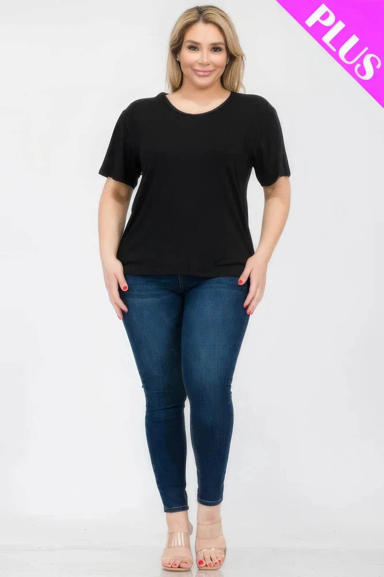 Plus Size Basic Short Sleeve T-shirt - Bona Fide Fashion