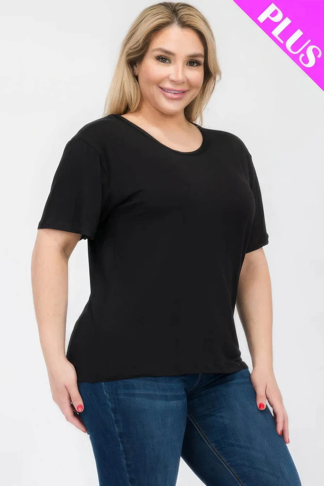 Plus Size Basic Short Sleeve T-shirt - Bona Fide Fashion