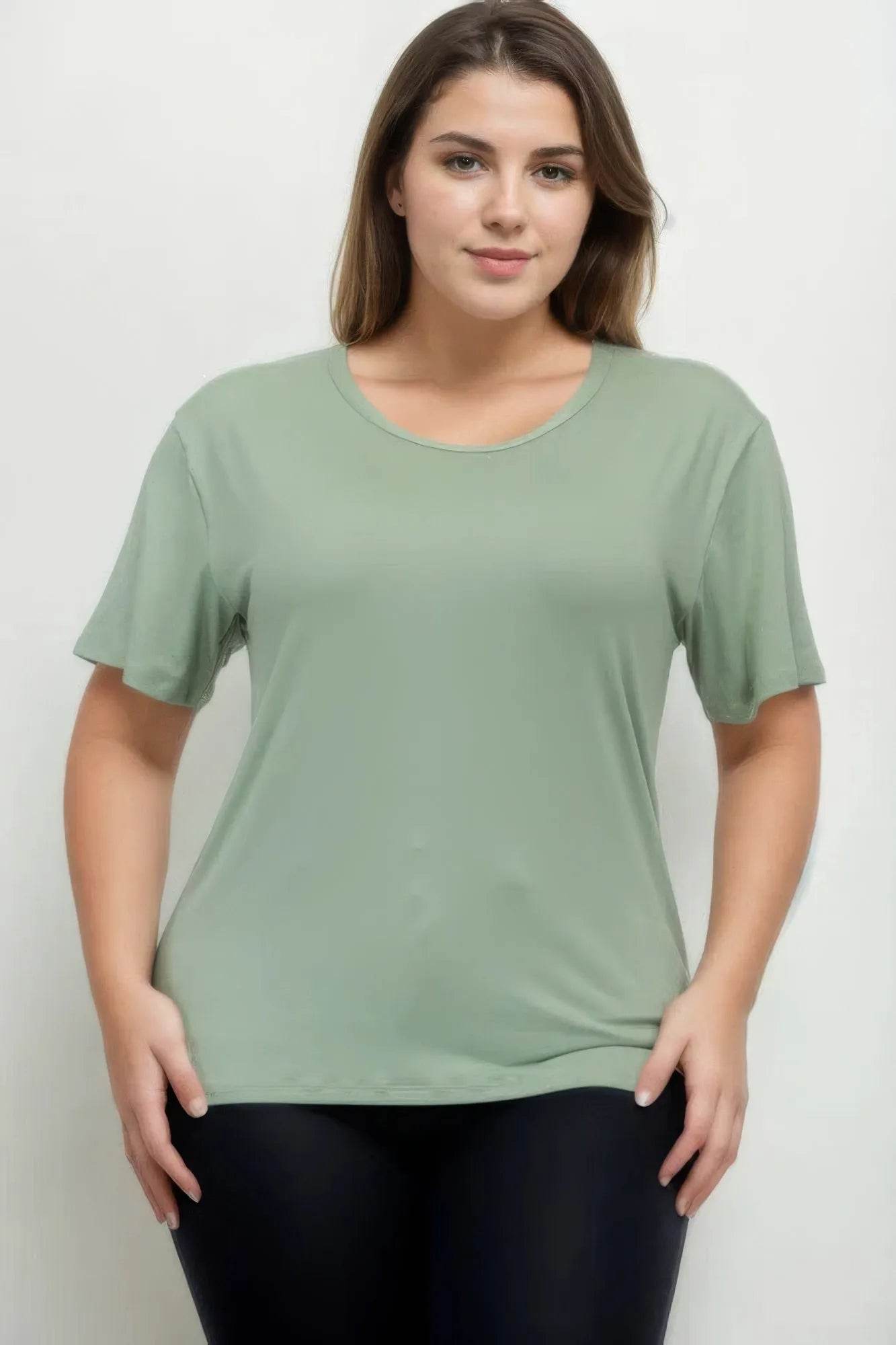 Plus Size Basic Short Sleeve T-shirt - Bona Fide Fashion